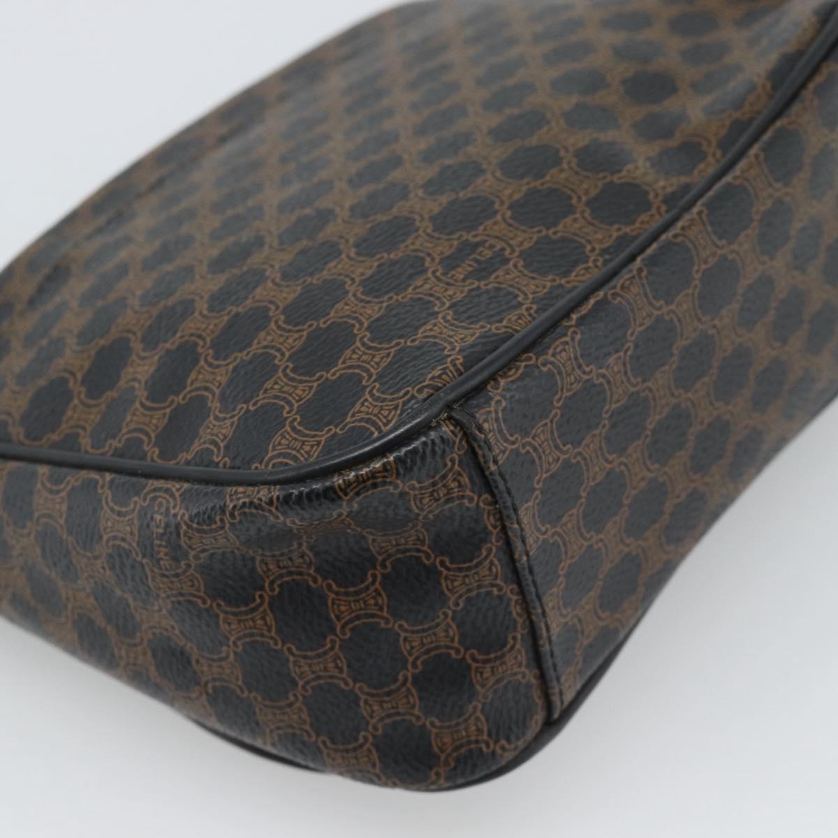 CELINE Macadam Canvas Shoulder Bag PVC Leather Black Gold Auth ka4934A