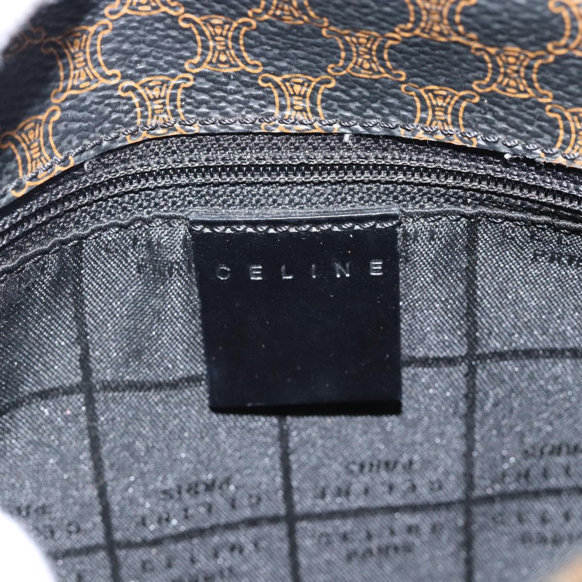 CELINE Macadam Canvas Shoulder Bag PVC Leather Black Gold Auth ka4934A