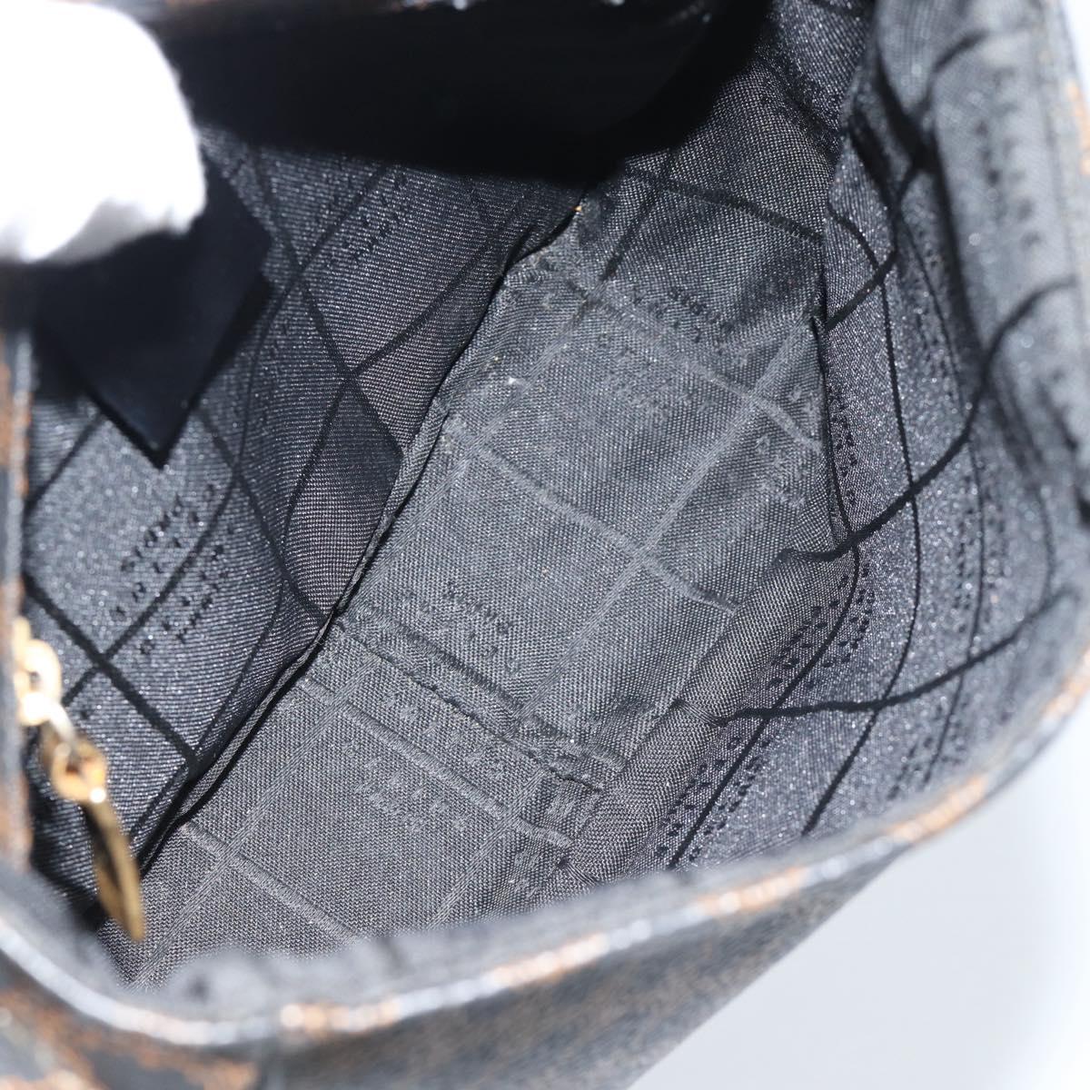 CELINE Macadam Canvas Shoulder Bag PVC Leather Black Gold Auth ka4934A