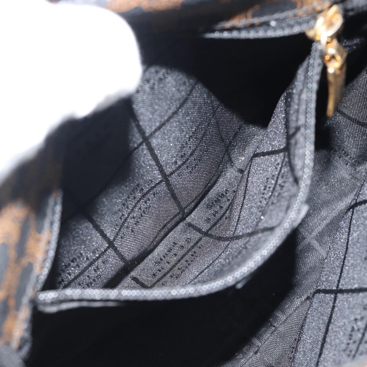 CELINE Macadam Canvas Shoulder Bag PVC Leather Black Gold Auth ka4934A