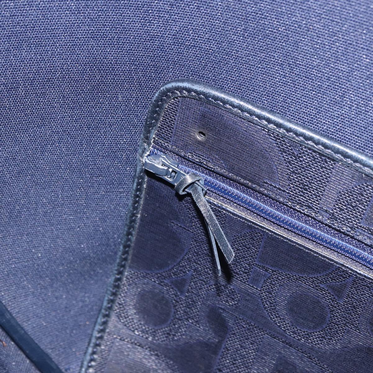 Christian Dior Trotter Canvas Tote Bag Navy Gold Auth ka4935