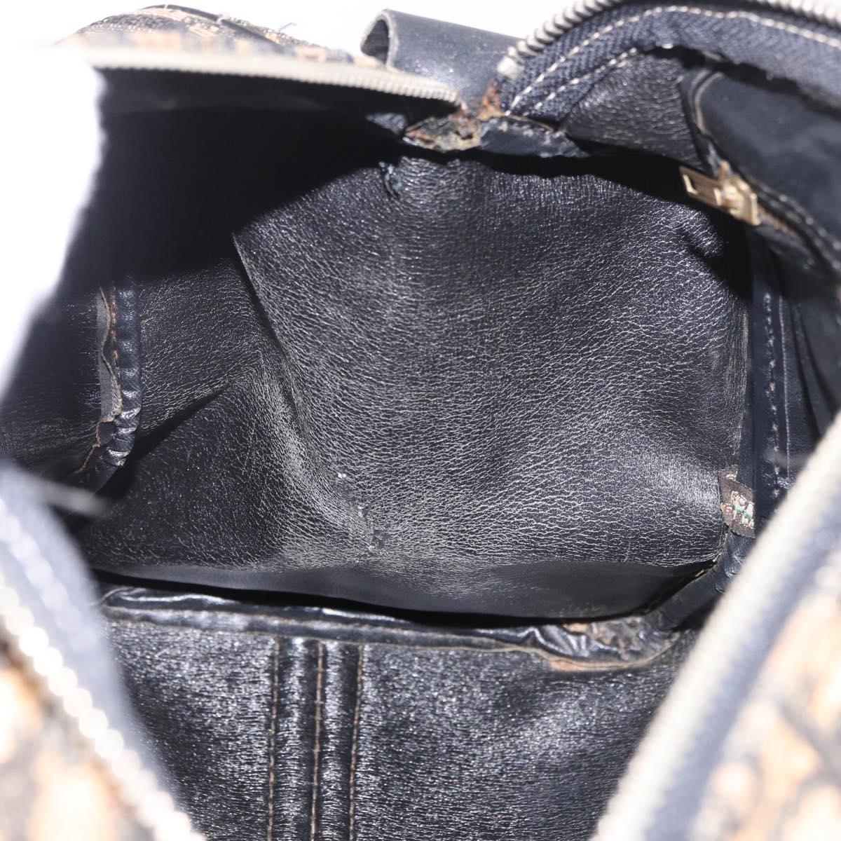 Christian Dior Trotter Canvas Hand Bag Navy Silver Auth ka4937