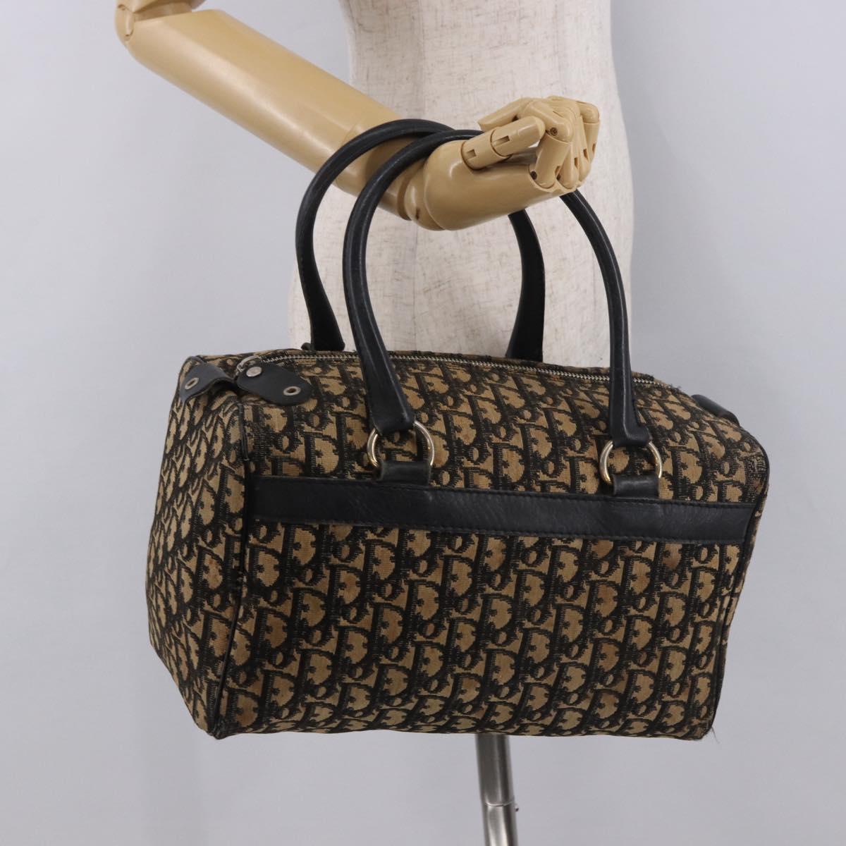 Christian Dior Trotter Canvas Hand Bag Navy Silver Auth ka4937