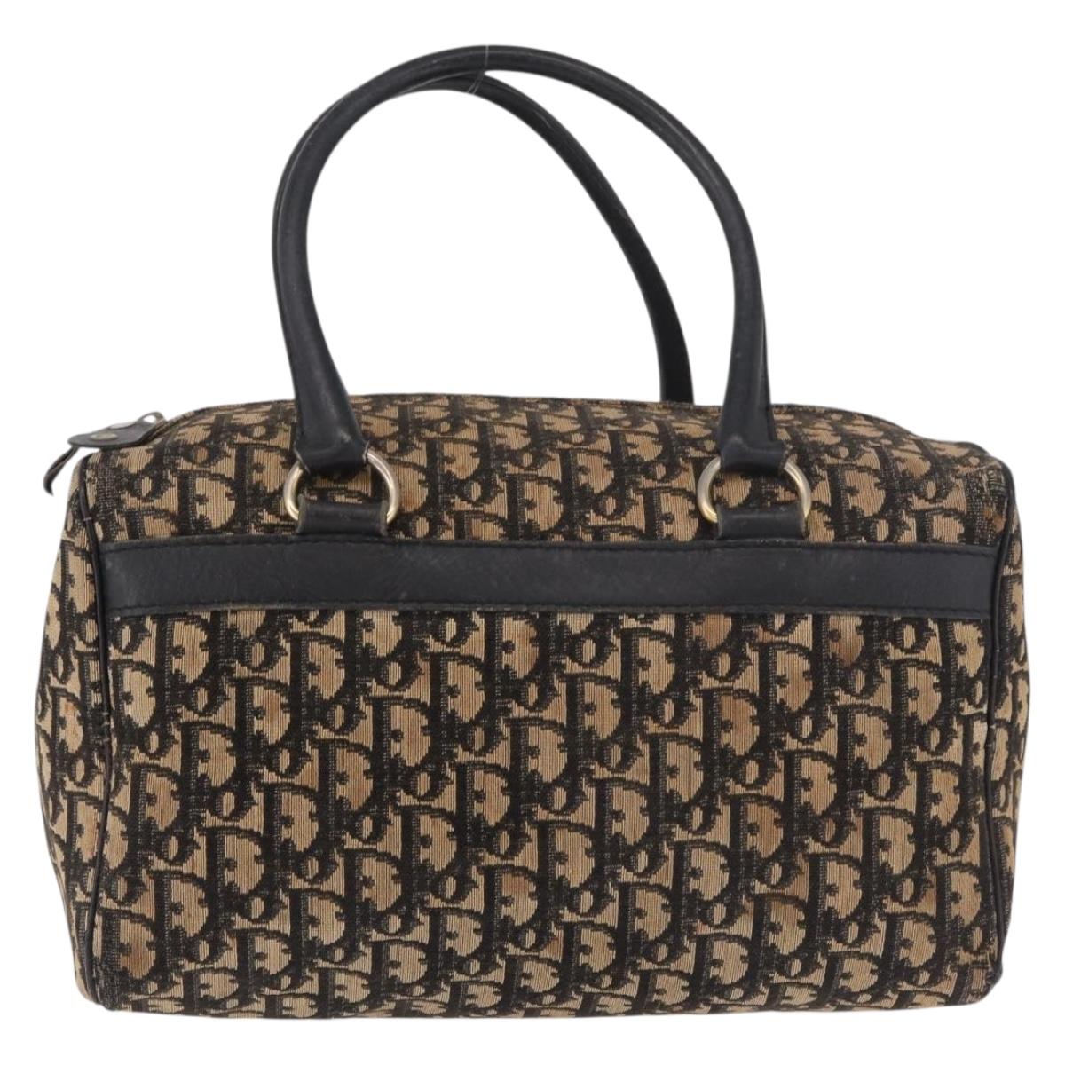 Christian Dior Trotter Canvas Hand Bag Navy Silver Auth ka4937