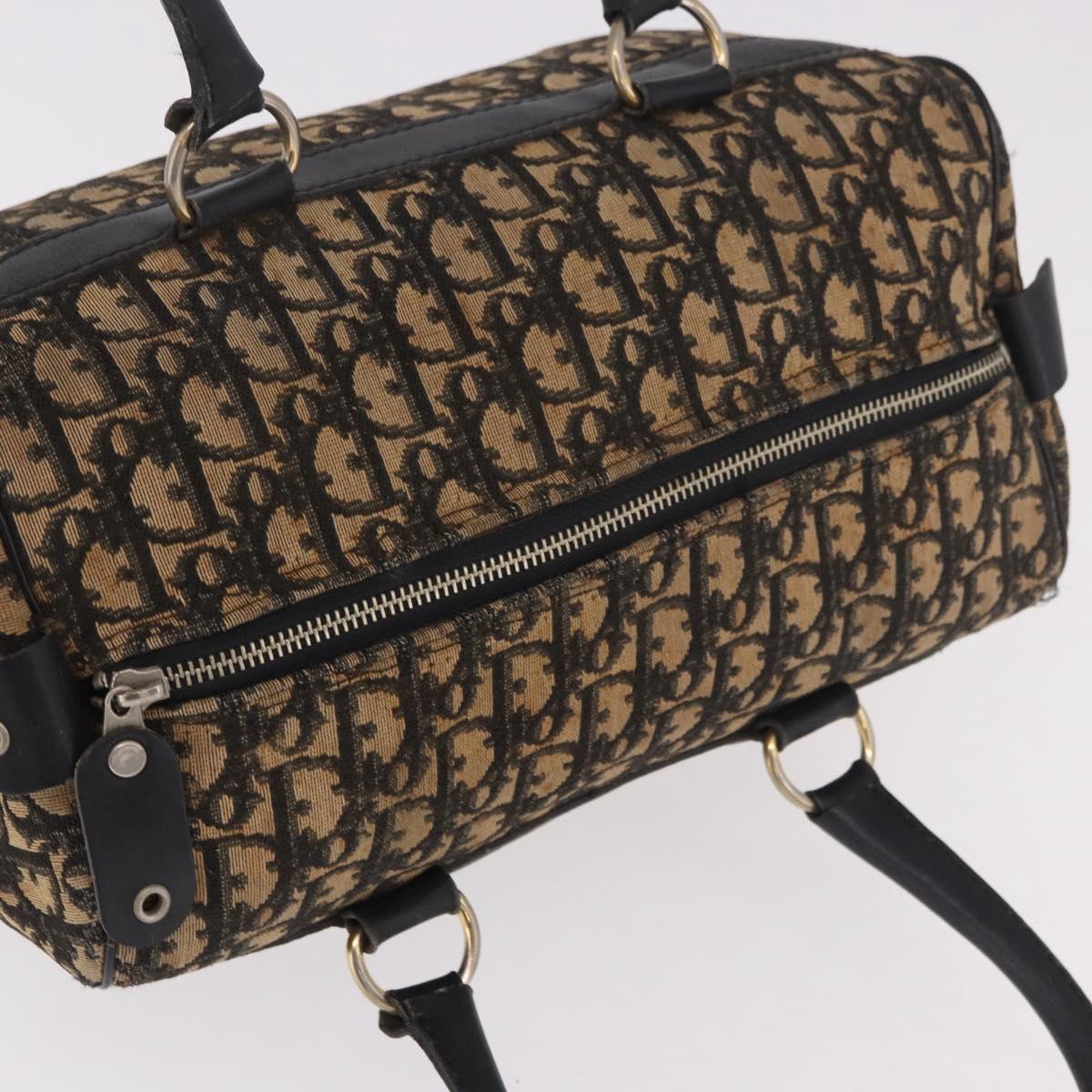 Christian Dior Trotter Canvas Hand Bag Navy Silver Auth ka4937