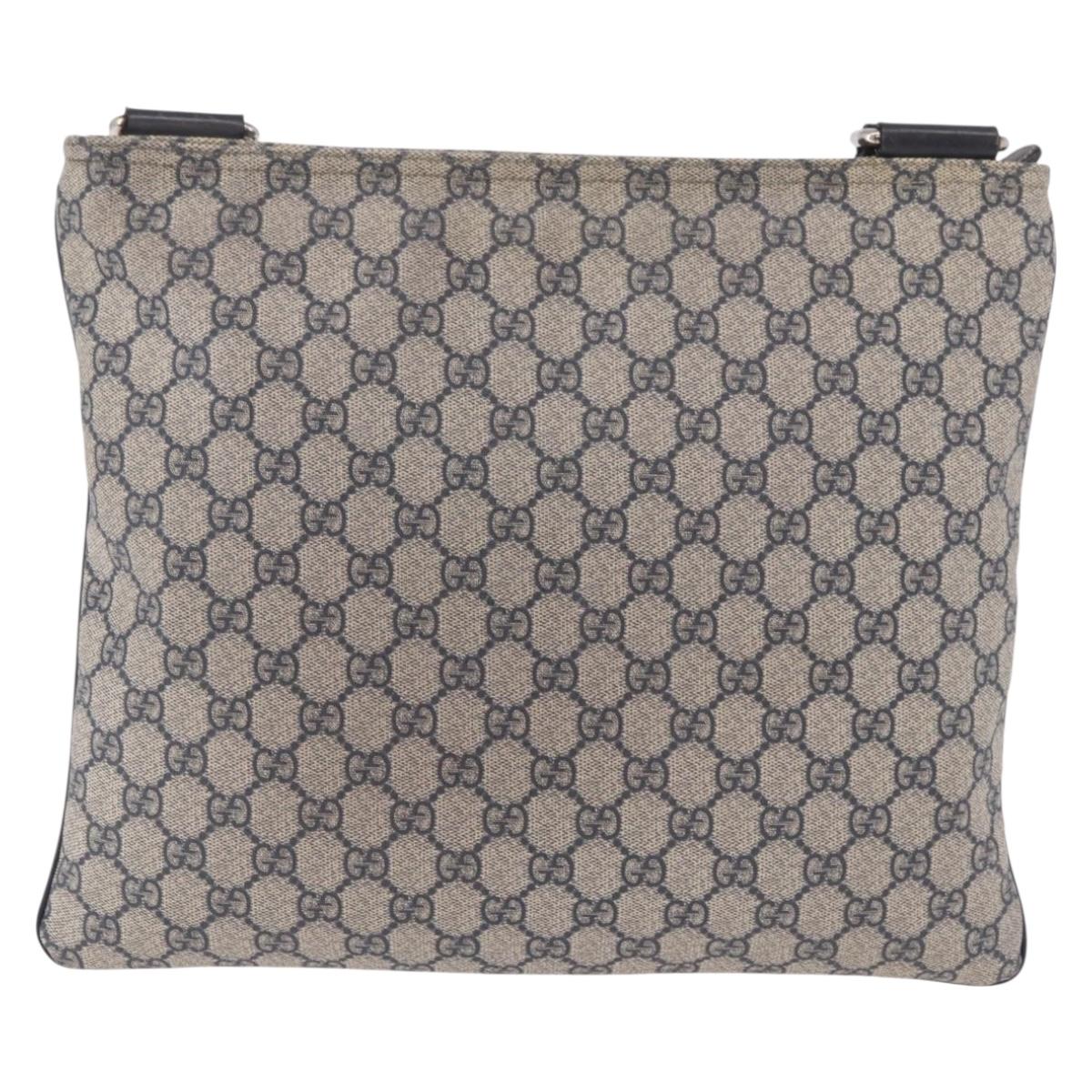 GUCCI GG Supreme Shoulder Bag PVC Navy Silver 201446 Auth ka4941