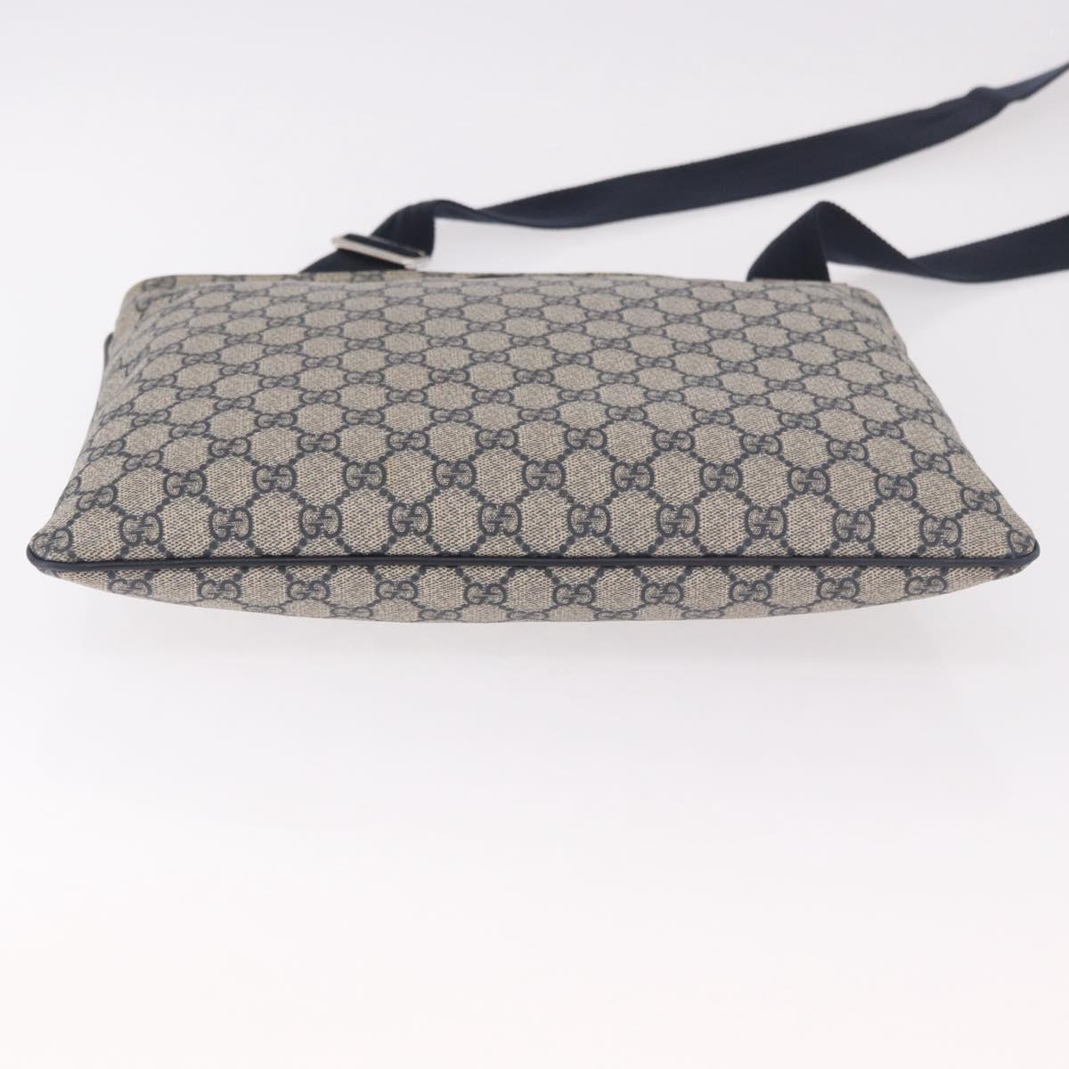 GUCCI GG Supreme Shoulder Bag PVC Navy Silver 201446 Auth ka4941
