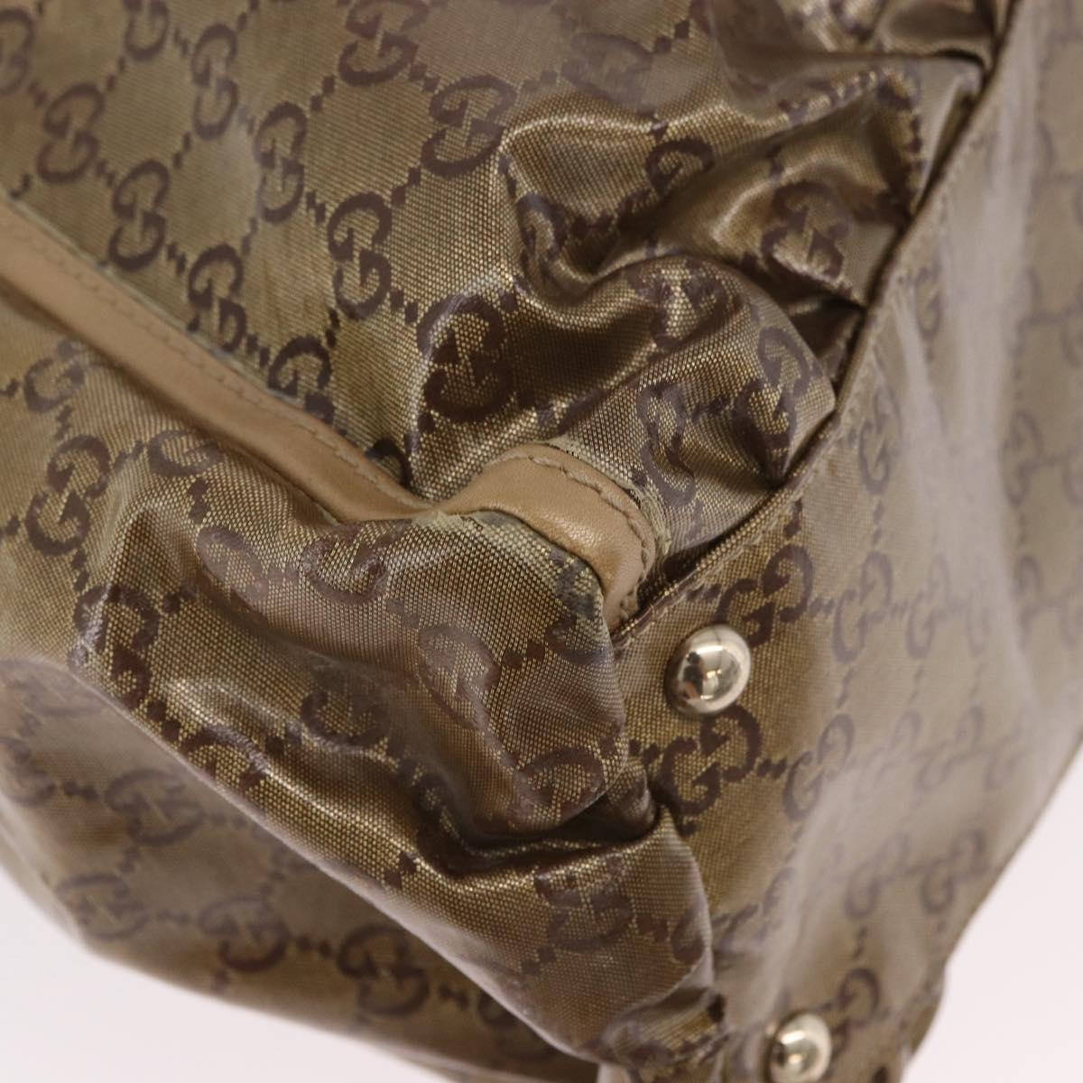 GUCCI GG Crystal Hand Bag Coated Canvas Gold 189835 Auth ka4942