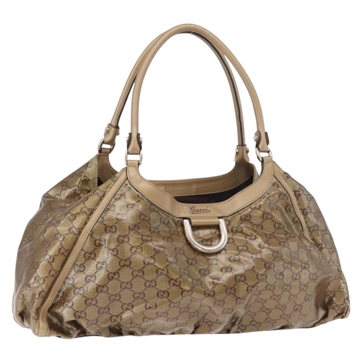 GUCCI GG Crystal Hand Bag Coated Canvas Gold 189835 Auth ka4942