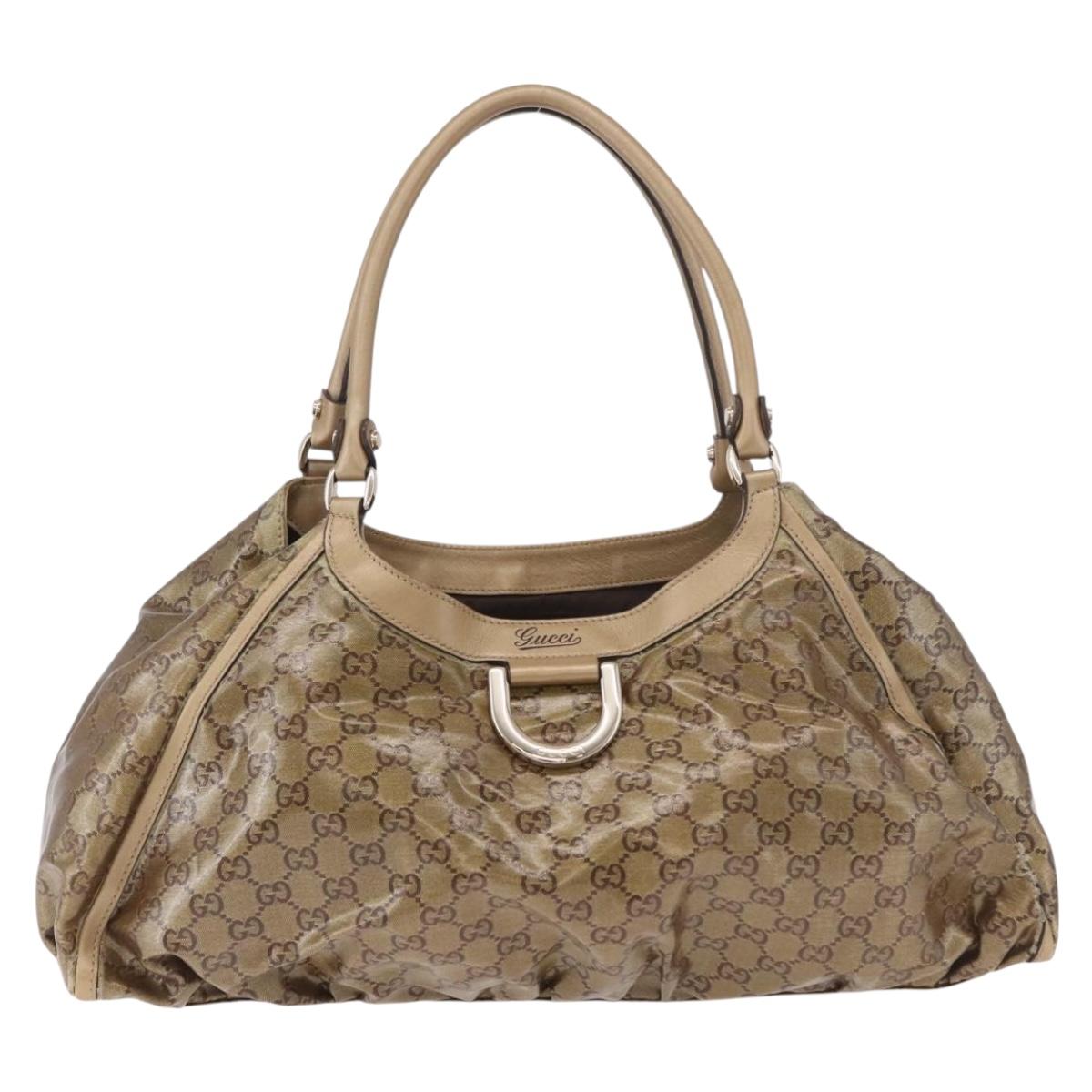 GUCCI GG Crystal Hand Bag Coated Canvas Gold 189835 Auth ka4942