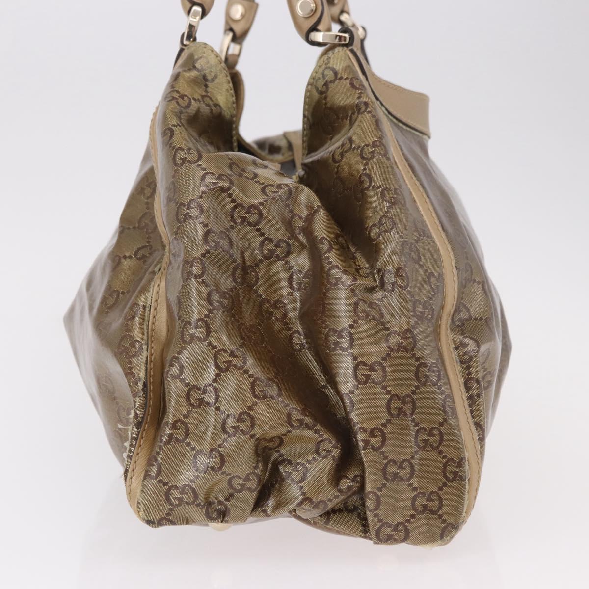 GUCCI GG Crystal Hand Bag Coated Canvas Gold 189835 Auth ka4942