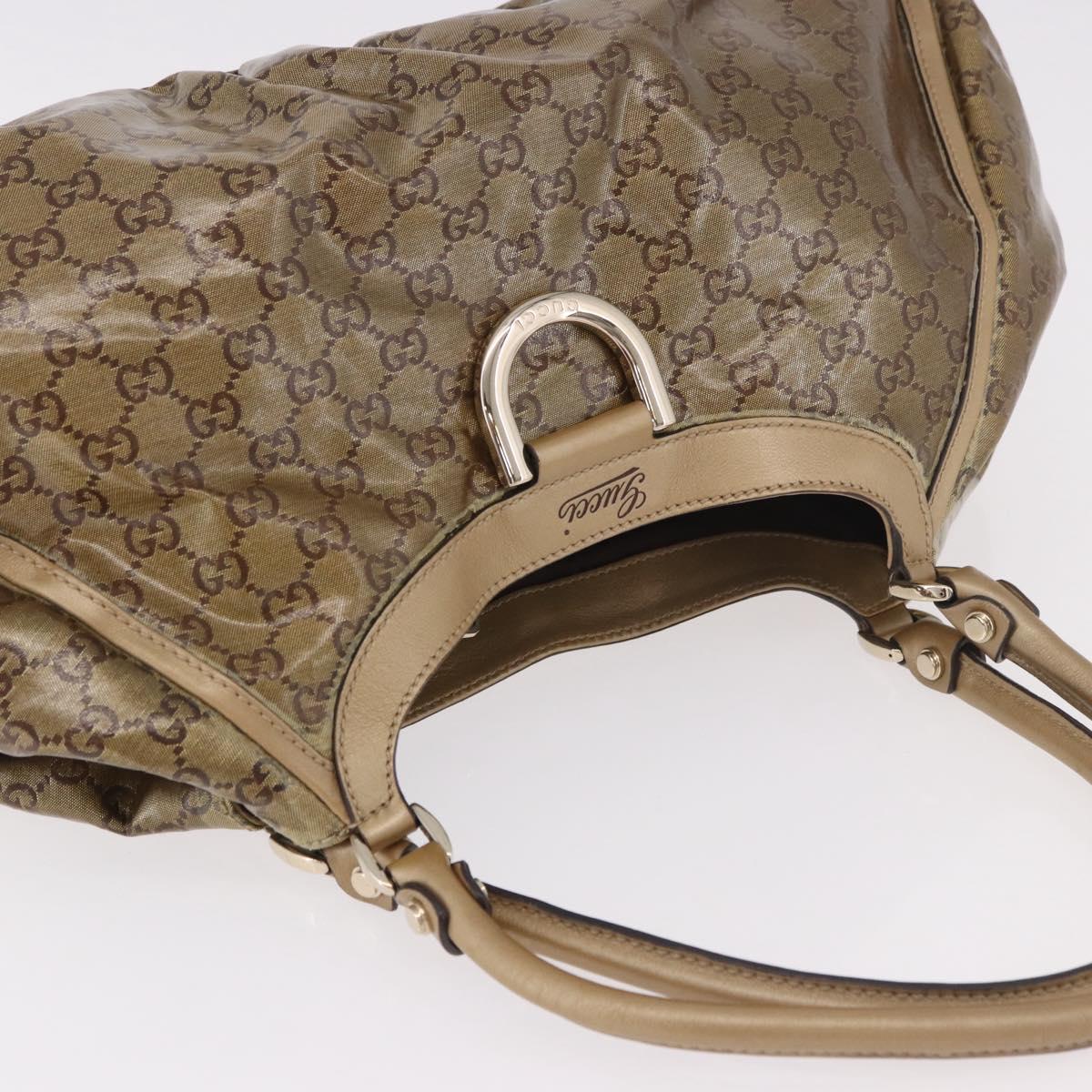 GUCCI GG Crystal Hand Bag Coated Canvas Gold 189835 Auth ka4942