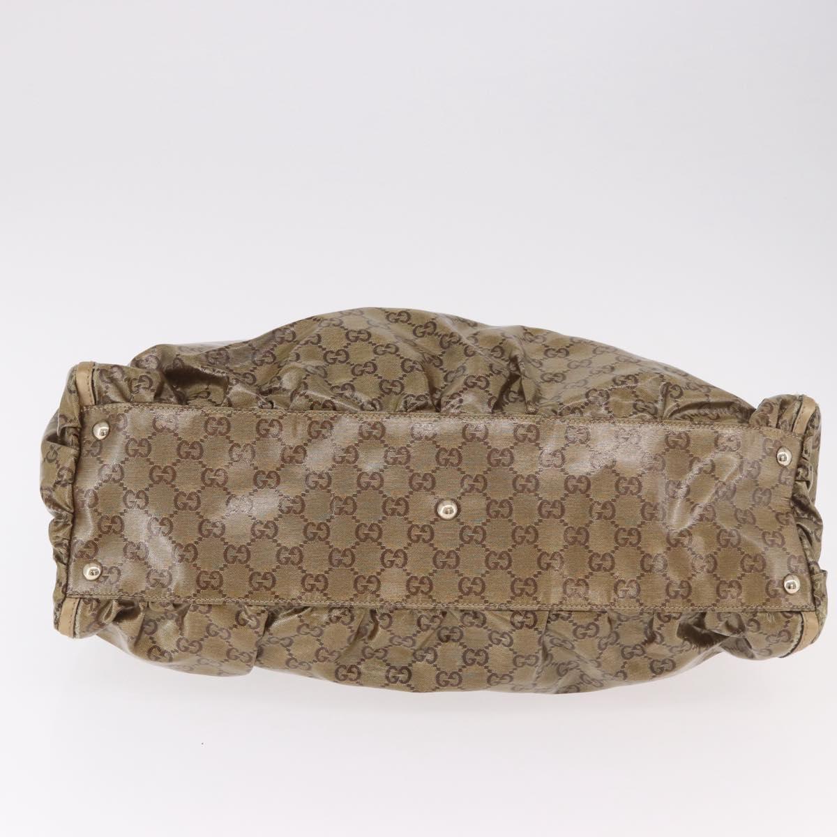 GUCCI GG Crystal Hand Bag Coated Canvas Gold 189835 Auth ka4942