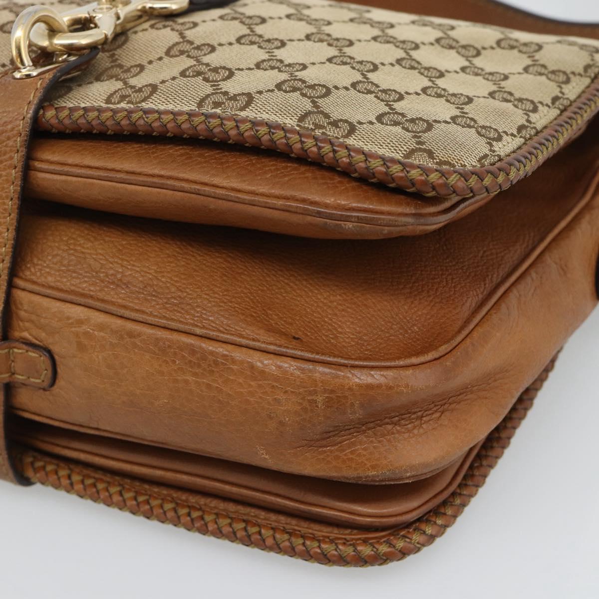 GUCCI GG Canvas Shoulder Bag Beige Gold 257024 Auth ka4943V