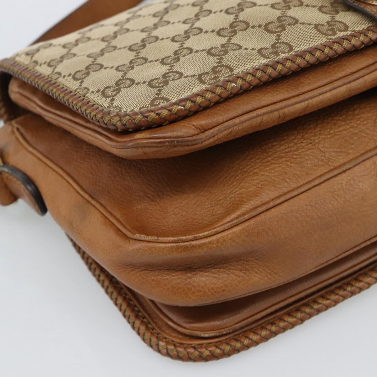 GUCCI GG Canvas Shoulder Bag Beige Gold 257024 Auth ka4943V