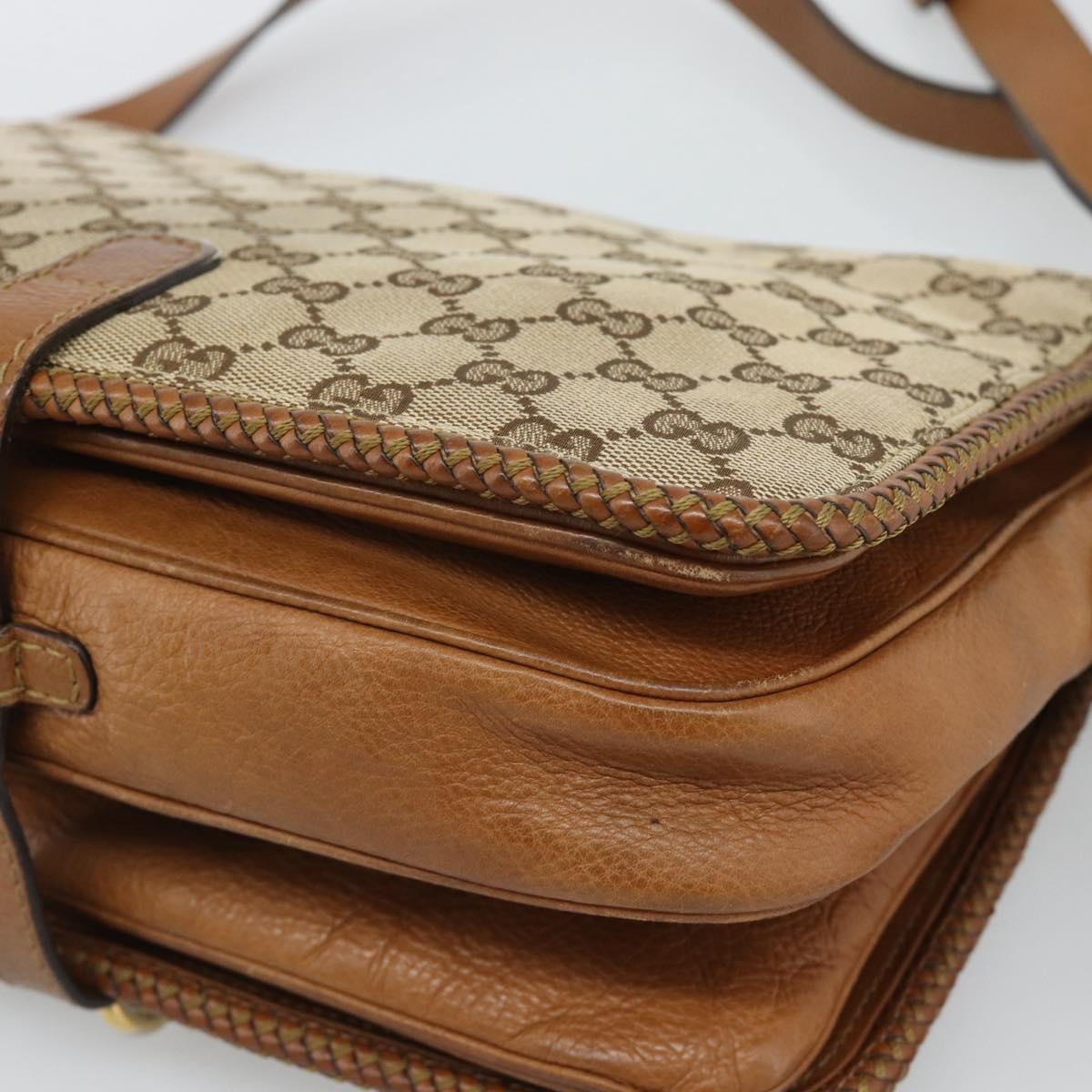 GUCCI GG Canvas Shoulder Bag Beige Gold 257024 Auth ka4943V