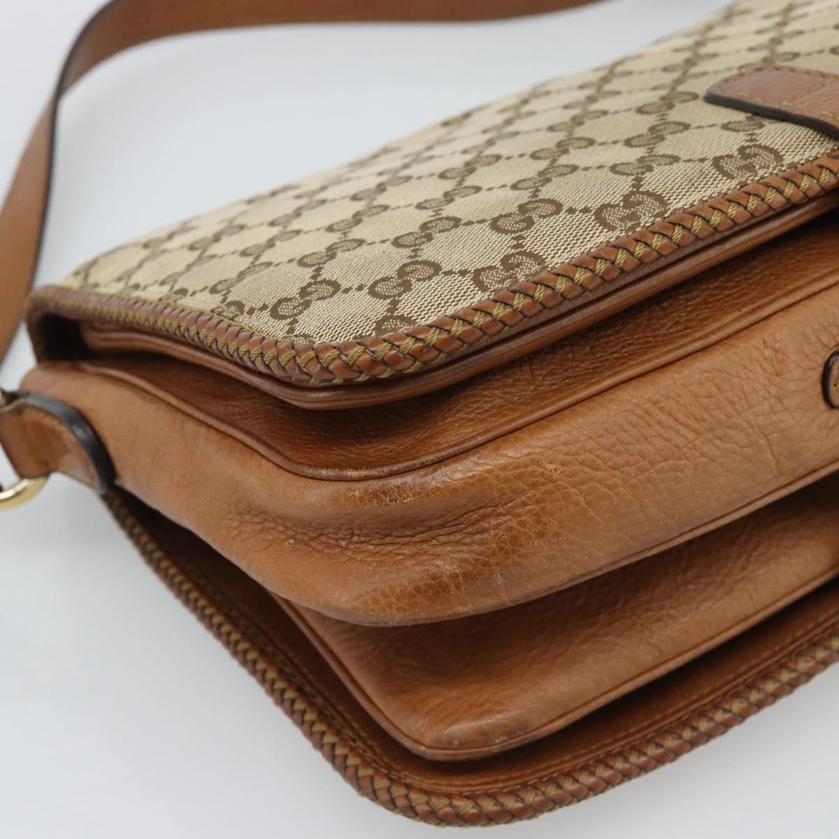 GUCCI GG Canvas Shoulder Bag Beige Gold 257024 Auth ka4943V