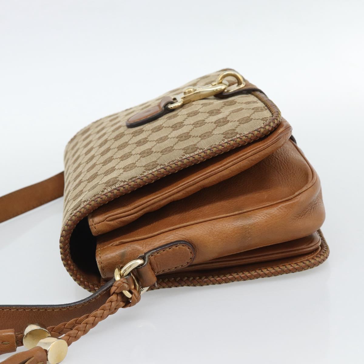 GUCCI GG Canvas Shoulder Bag Beige Gold 257024 Auth ka4943V