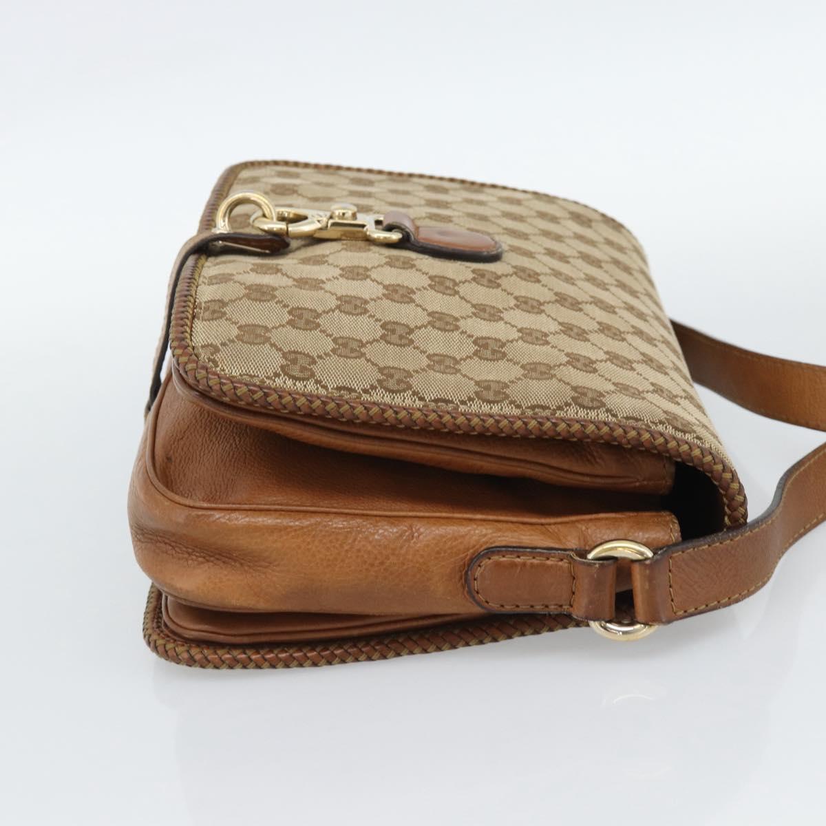 GUCCI GG Canvas Shoulder Bag Beige Gold 257024 Auth ka4943V