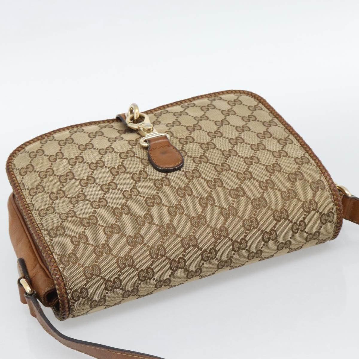 GUCCI GG Canvas Shoulder Bag Beige Gold 257024 Auth ka4943V
