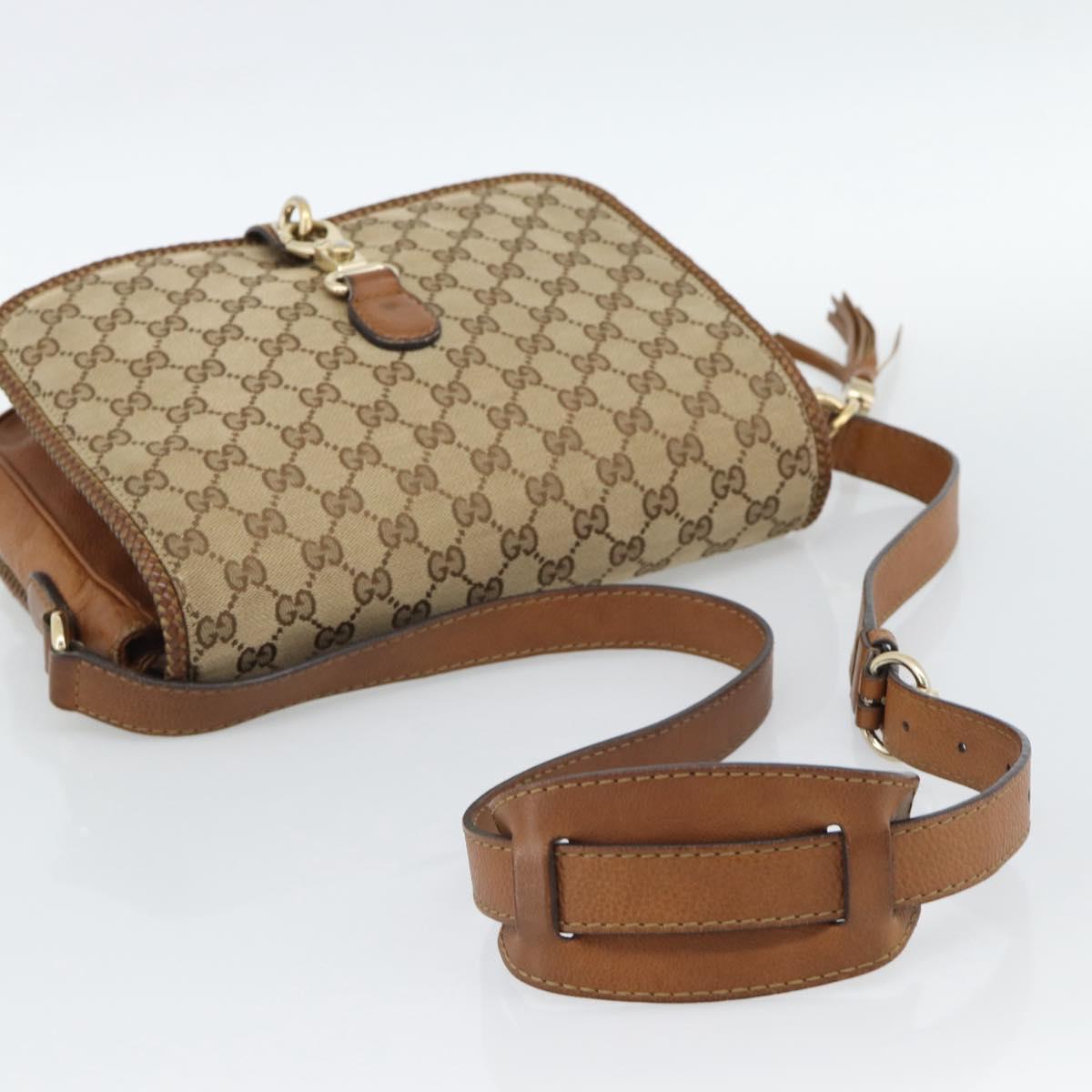 GUCCI GG Canvas Shoulder Bag Beige Gold 257024 Auth ka4943V