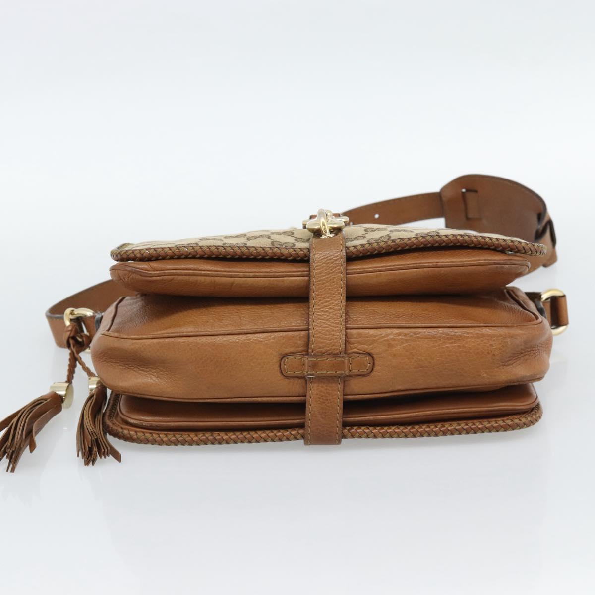 GUCCI GG Canvas Shoulder Bag Beige Gold 257024 Auth ka4943V