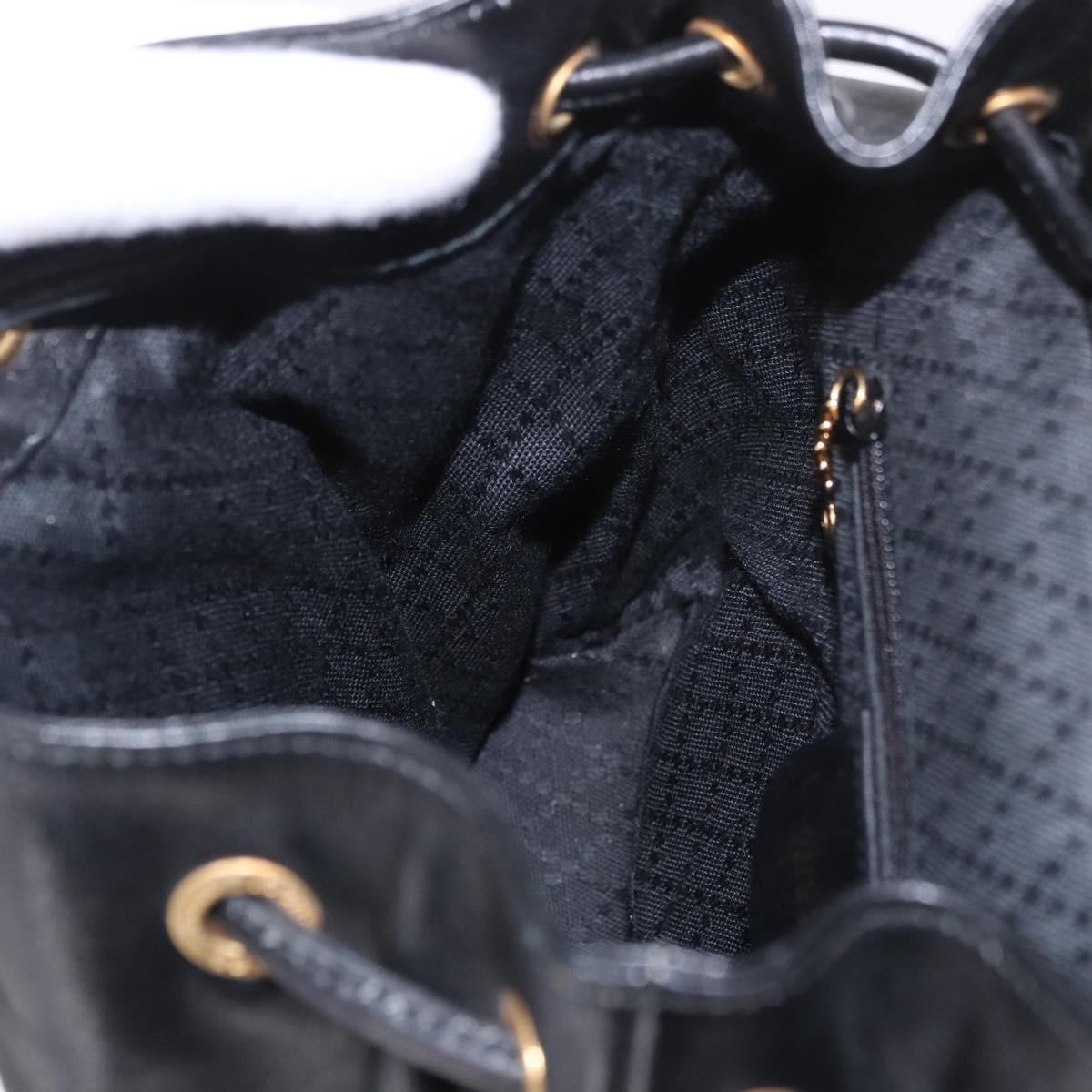 GUCCI Bamboo Backpack Leather Black Gold 003 2034 0030 Auth ka4944