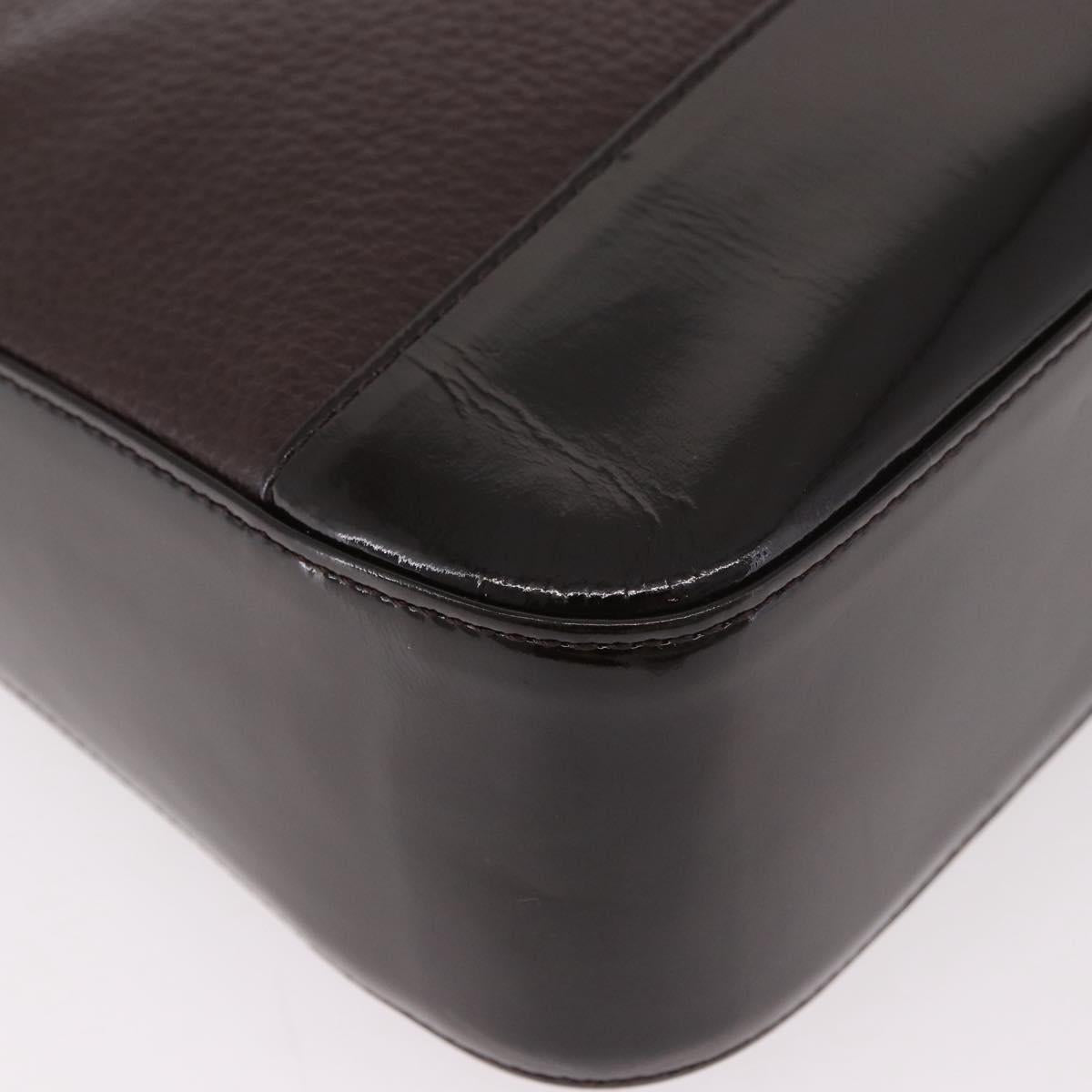 VERSACE Shoulder Bag Leather Brown Gold Auth ka4945