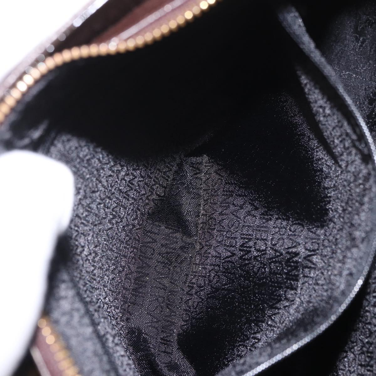 VERSACE Shoulder Bag Leather Brown Gold Auth ka4945