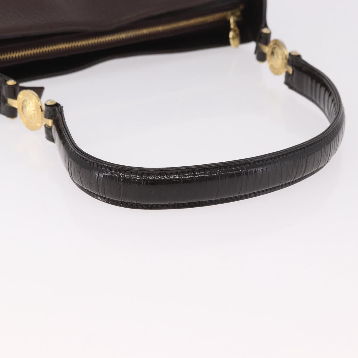 VERSACE Shoulder Bag Leather Brown Gold Auth ka4945