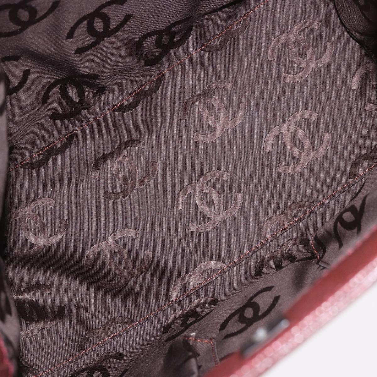 CHANEL Hand Bag Caviar Skin 2way Brown Silver CC Auth ka4946V