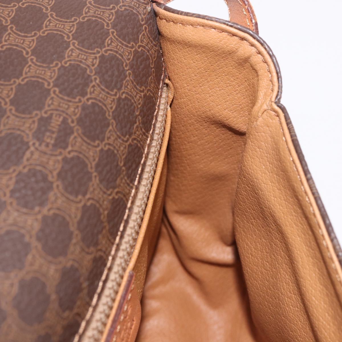 CELINE Macadam Canvas Shoulder Bag PVC Leather Brown Gold Auth ka4949A