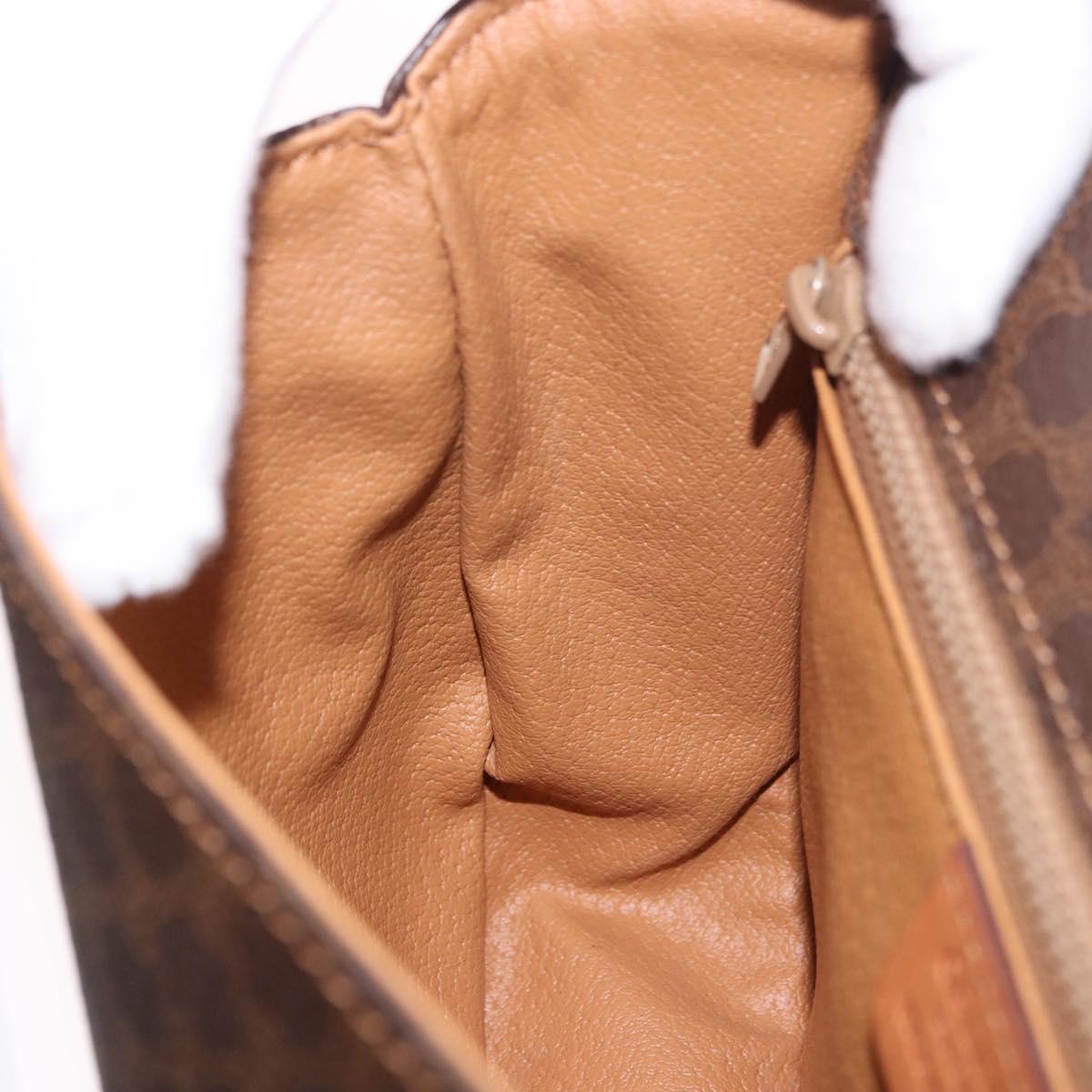 CELINE Macadam Canvas Shoulder Bag PVC Leather Brown Gold Auth ka4949A