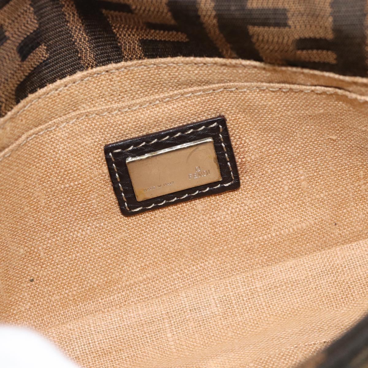 FENDI Zucca Canvas Shoulder Bag Black Brown Silver Auth ka4951A