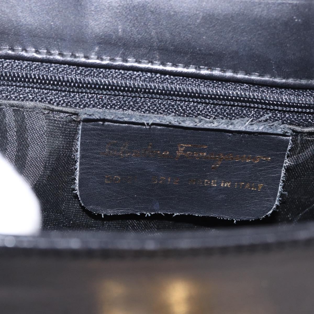 Salvatore Ferragamo Shoulder Bag Leather Black Gold Auth ka4956