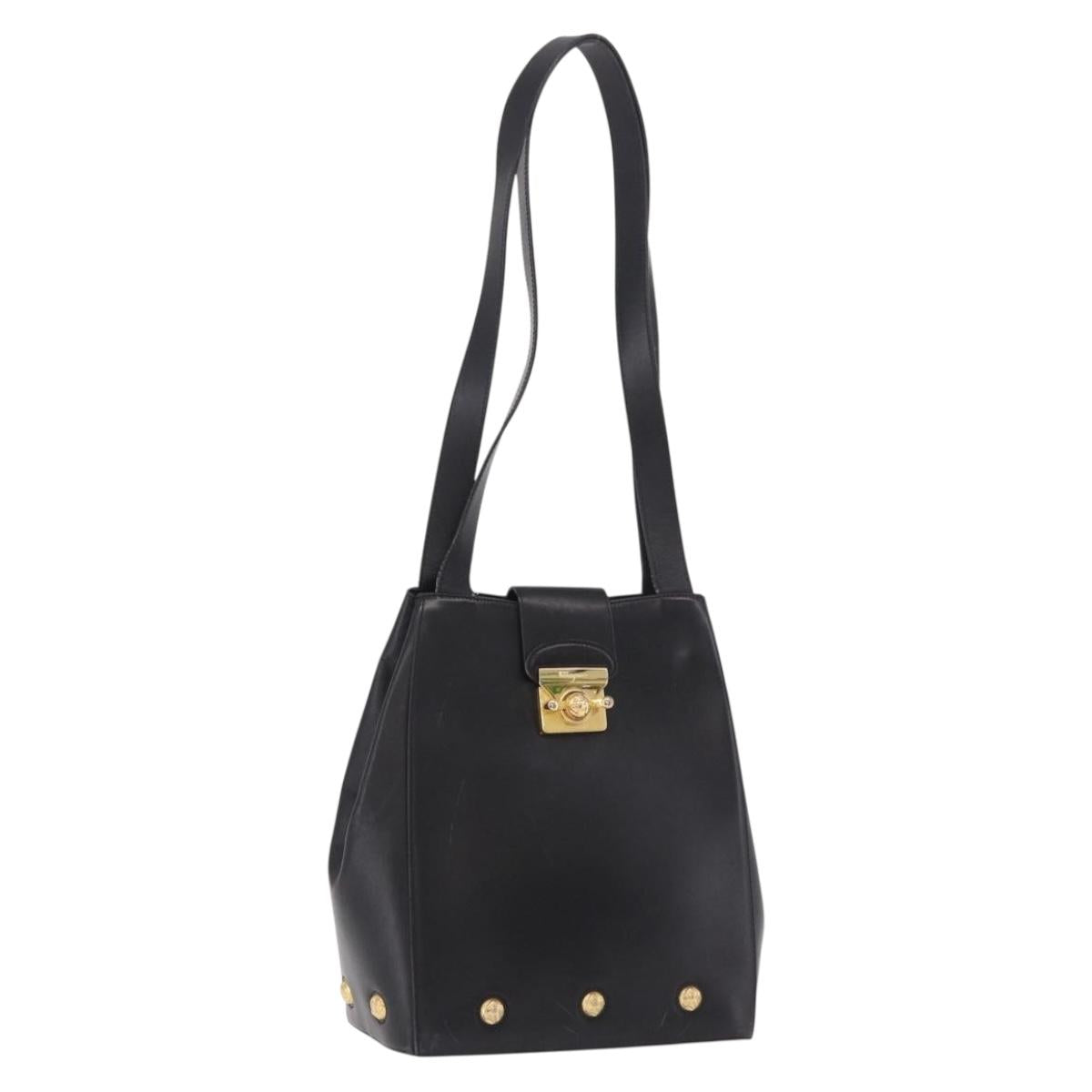 Salvatore Ferragamo Shoulder Bag Leather Black Gold Auth ka4956