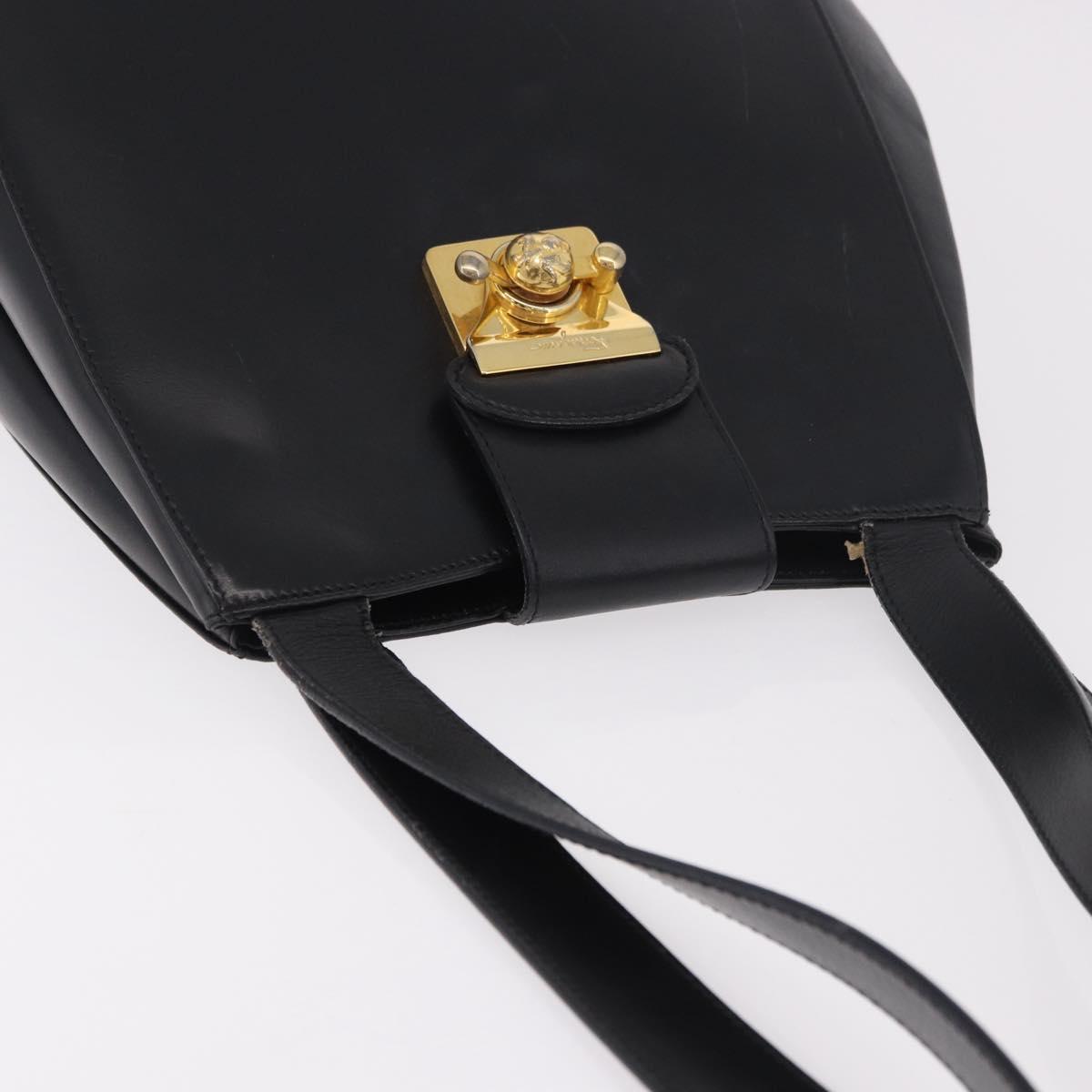 Salvatore Ferragamo Shoulder Bag Leather Black Gold Auth ka4956