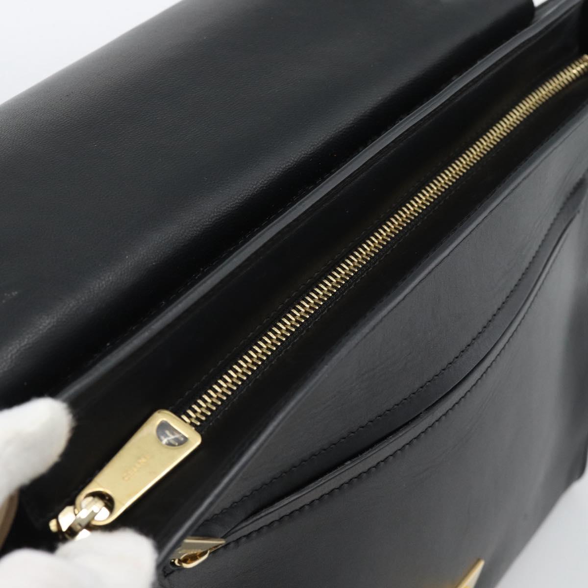 CELINE Trapeze Hand Bag Leather 2way Blue Gold Auth ka4960V