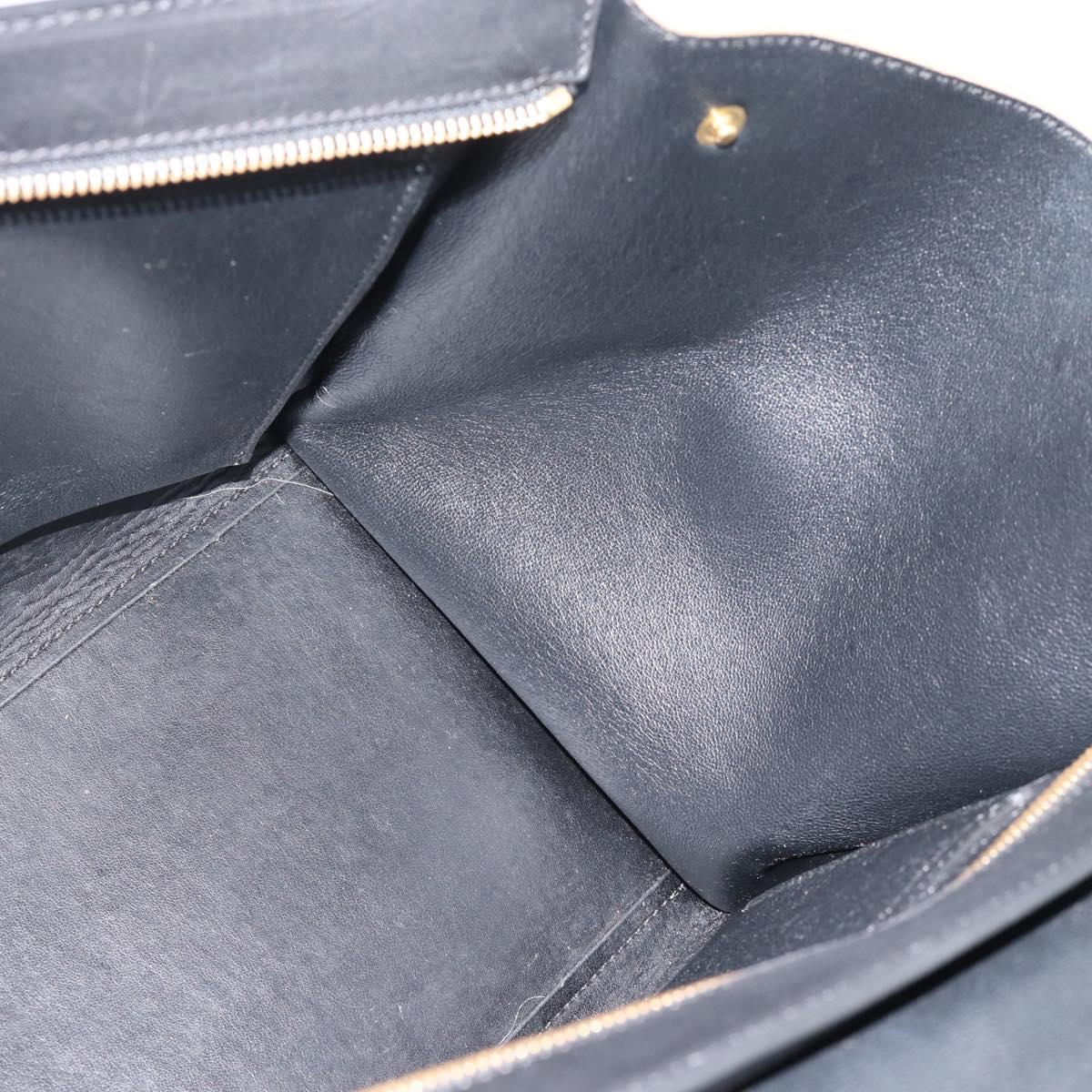 CELINE Trapeze Hand Bag Leather 2way Blue Gold Auth ka4960V