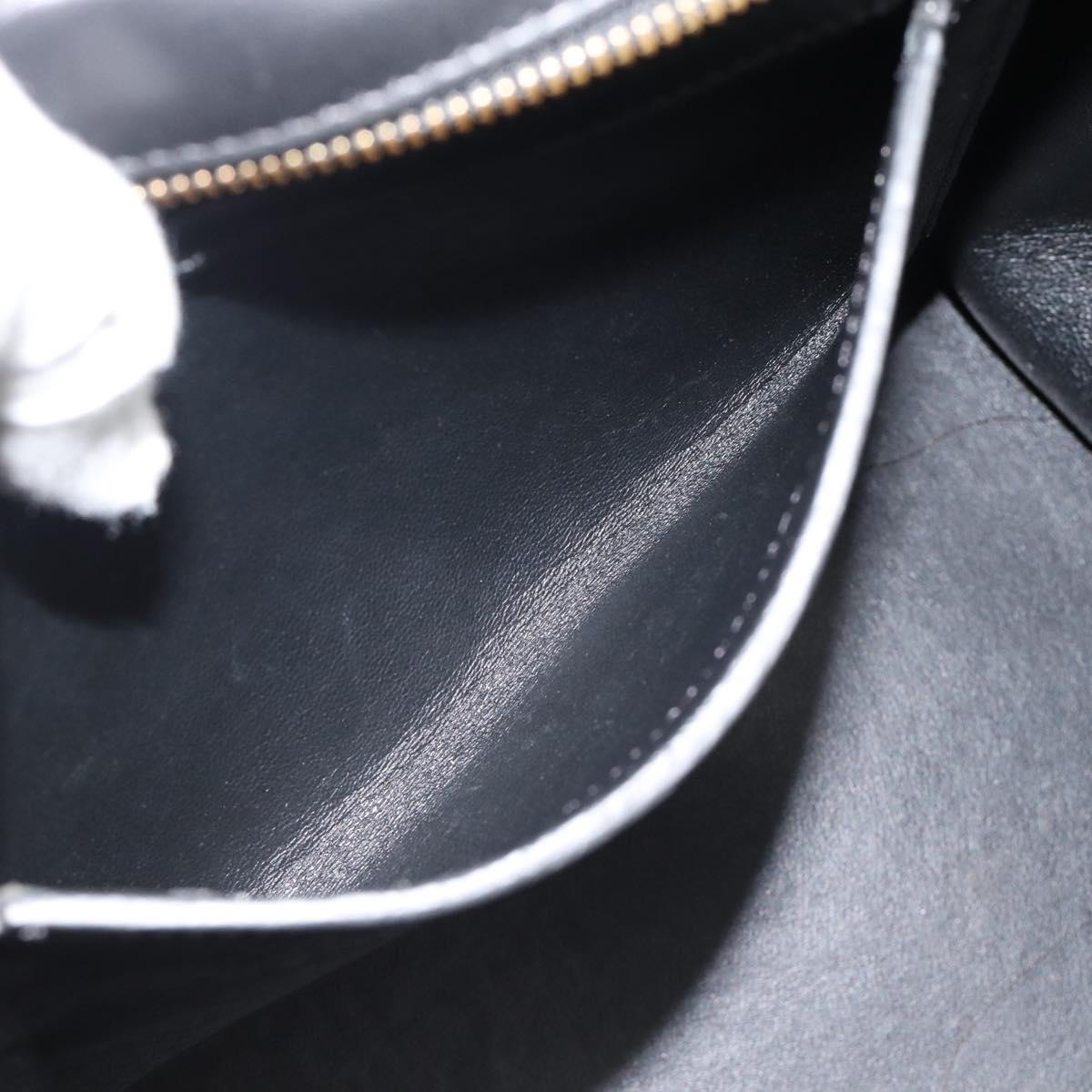 CELINE Trapeze Hand Bag Leather 2way Blue Gold Auth ka4960V