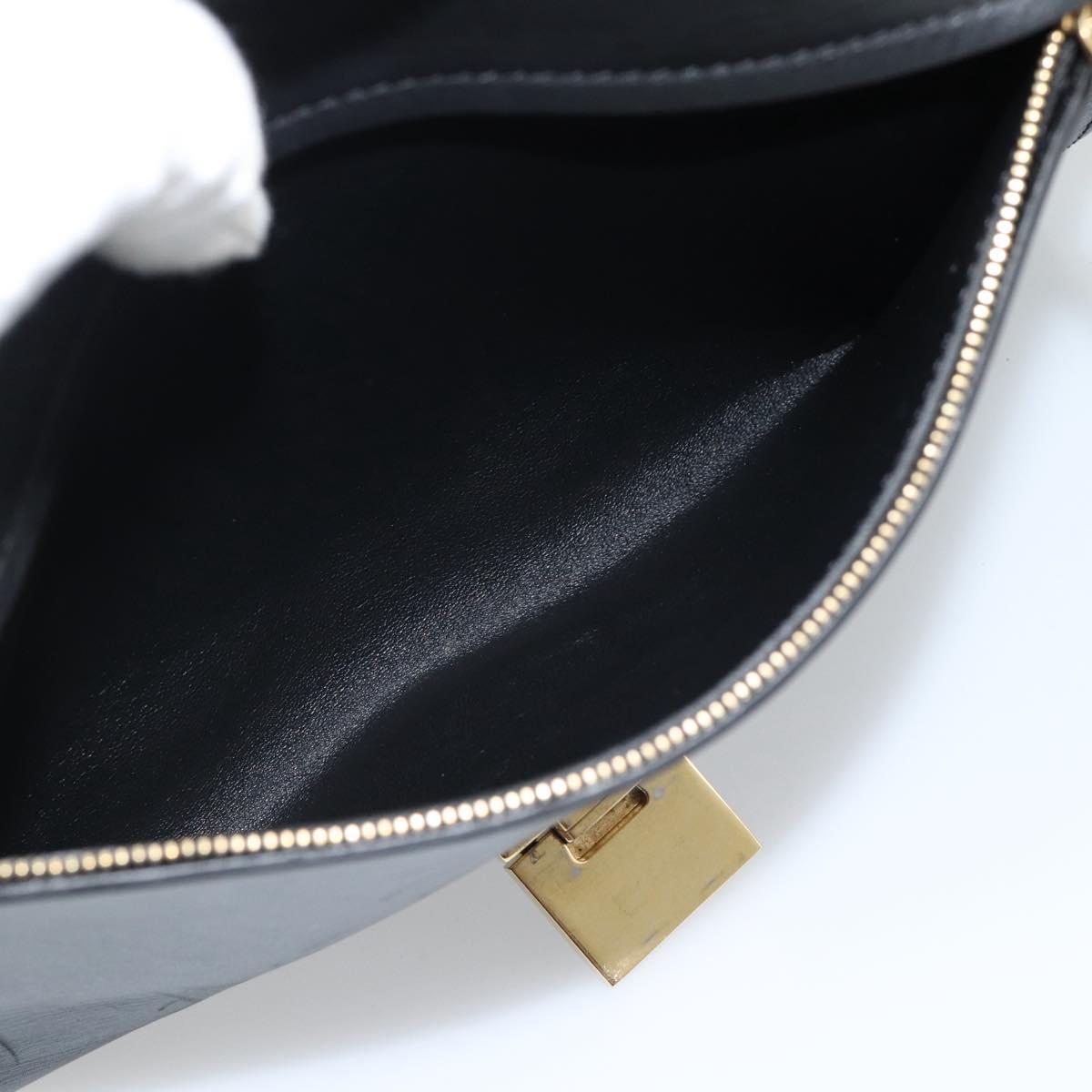 CELINE Trapeze Hand Bag Leather 2way Blue Gold Auth ka4960V