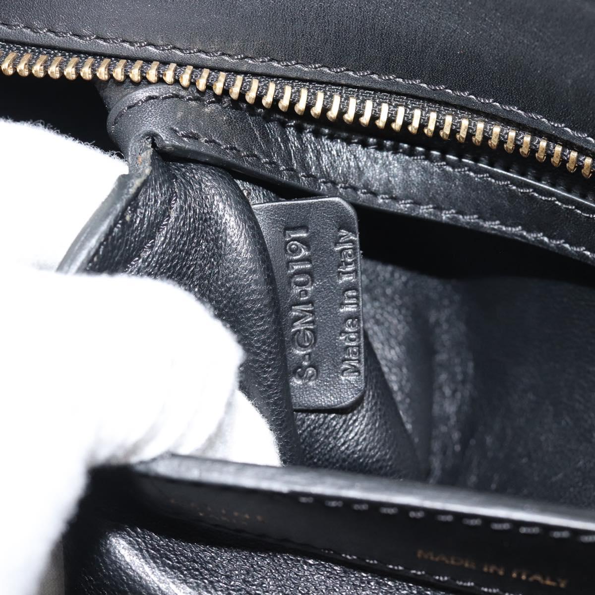CELINE Trapeze Hand Bag Leather 2way Blue Gold Auth ka4960V