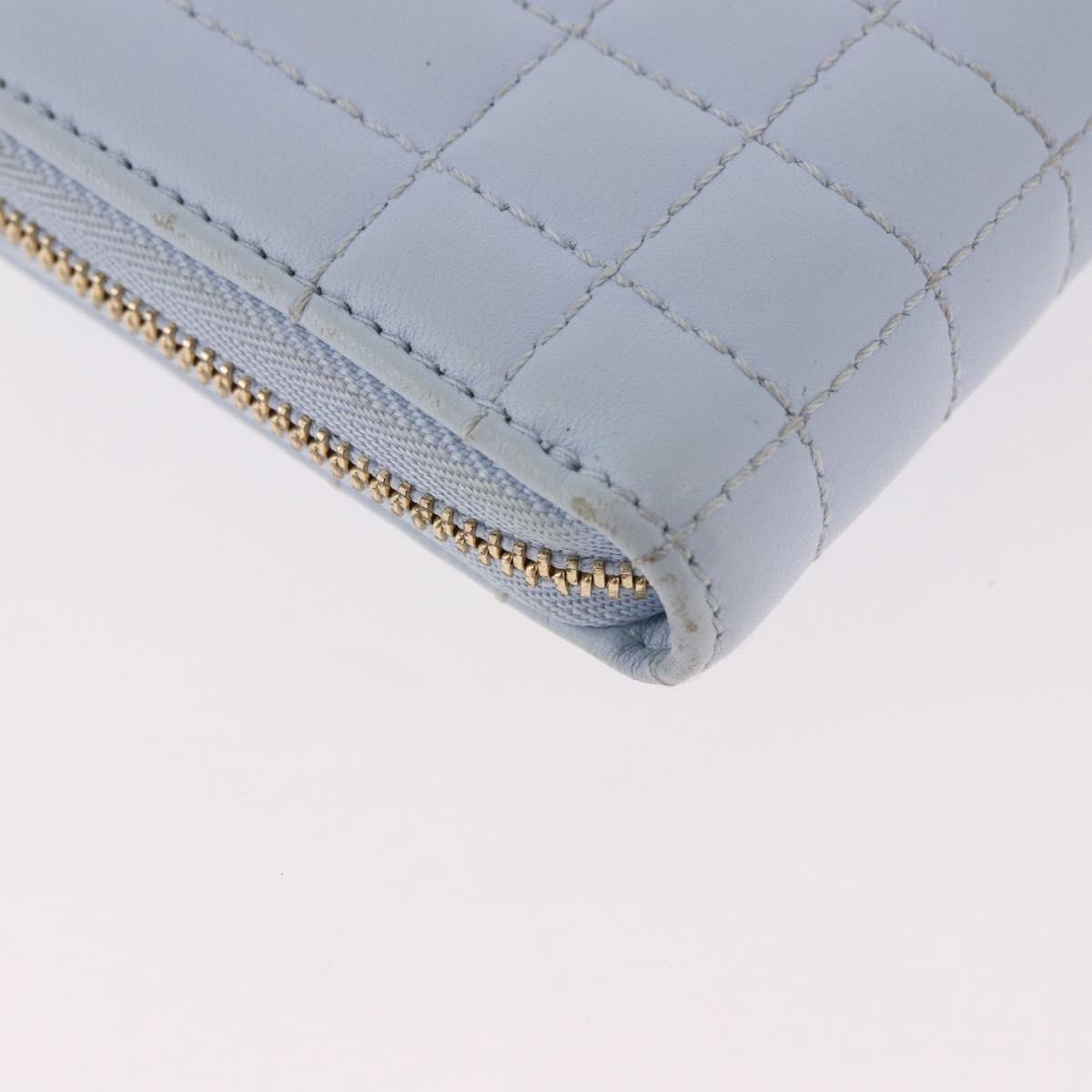 BURBERRY Coin Purse Leather Light Blue Gold Auth ka4962V