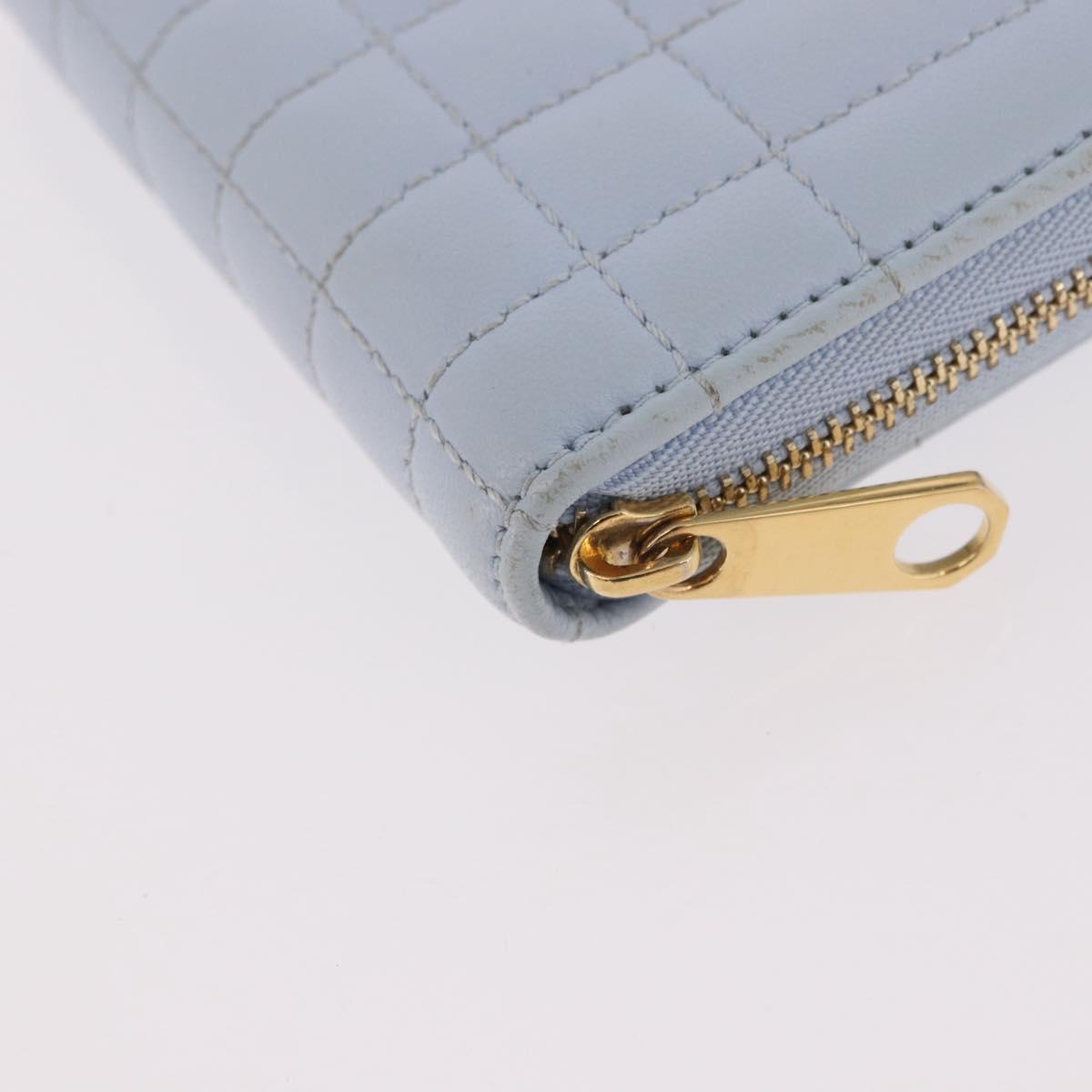 BURBERRY Coin Purse Leather Light Blue Gold Auth ka4962V