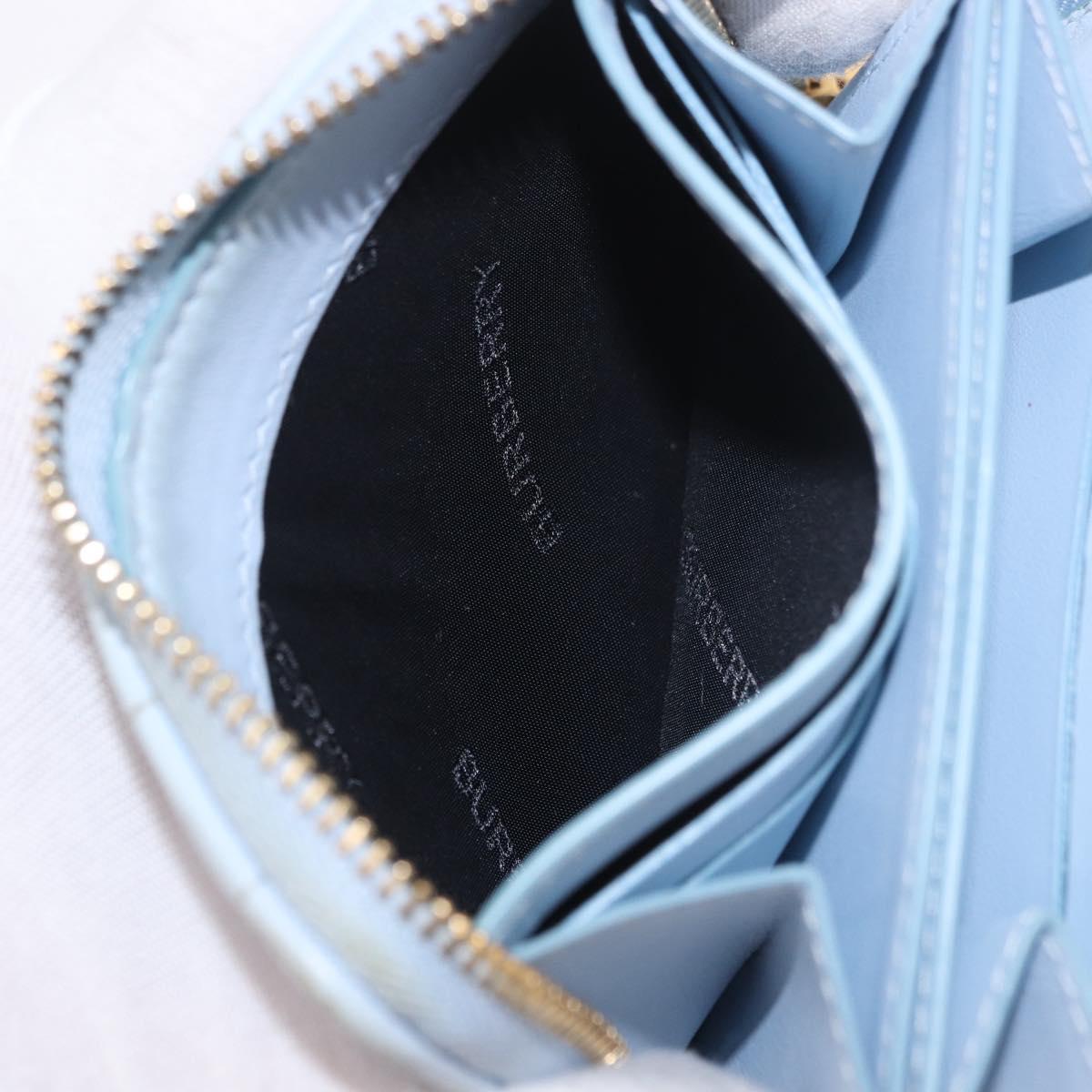 BURBERRY Coin Purse Leather Light Blue Gold Auth ka4962V