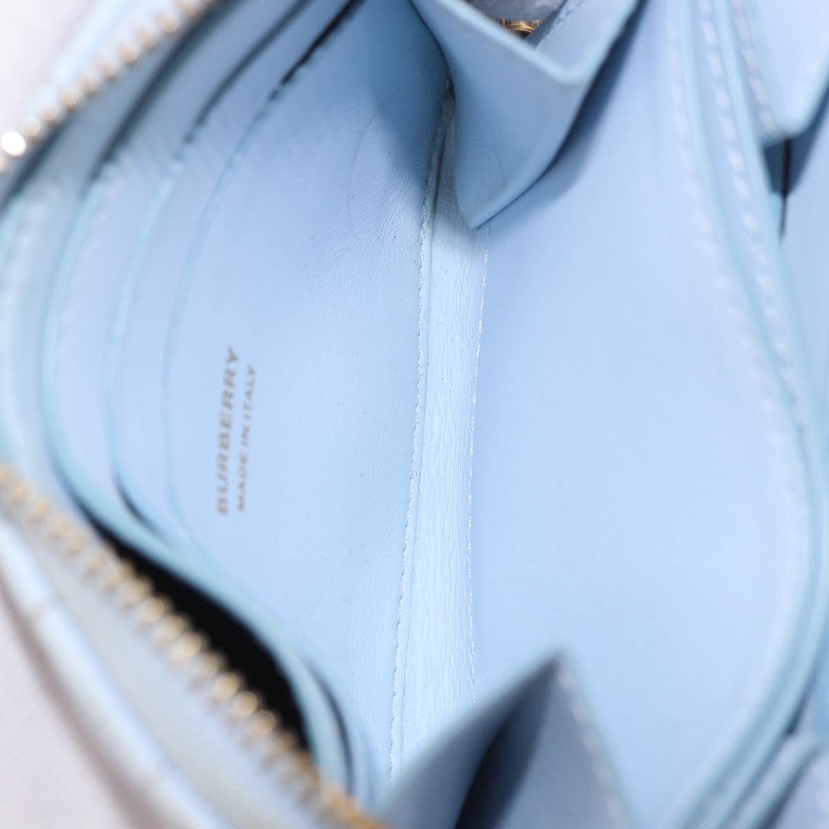 BURBERRY Coin Purse Leather Light Blue Gold Auth ka4962V