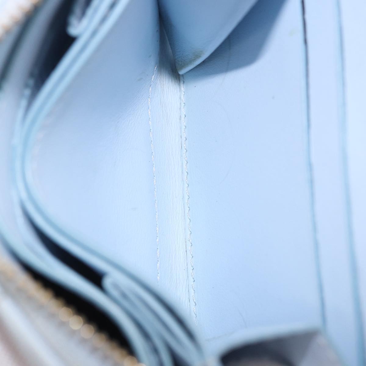 BURBERRY Coin Purse Leather Light Blue Gold Auth ka4962V