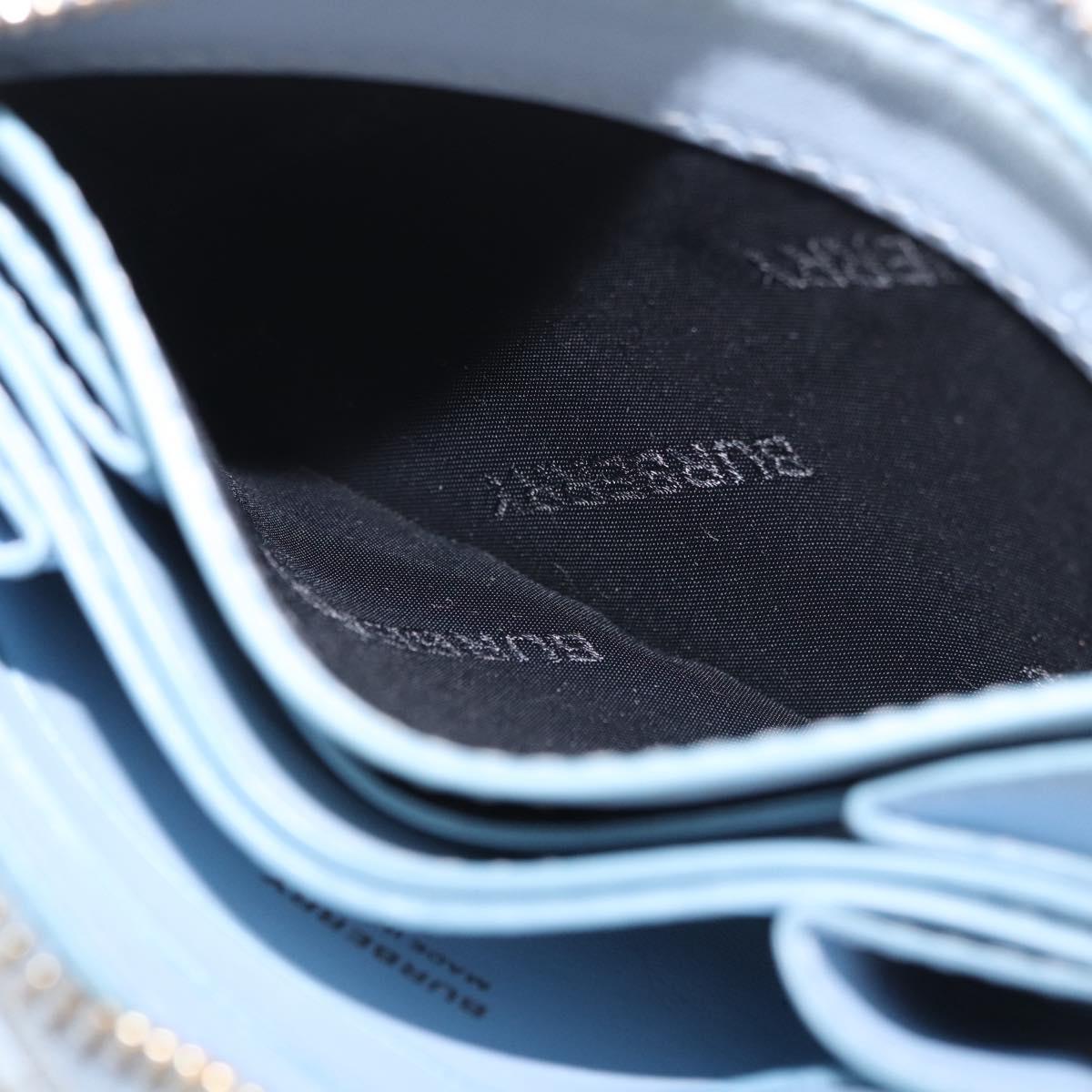 BURBERRY Coin Purse Leather Light Blue Gold Auth ka4962V