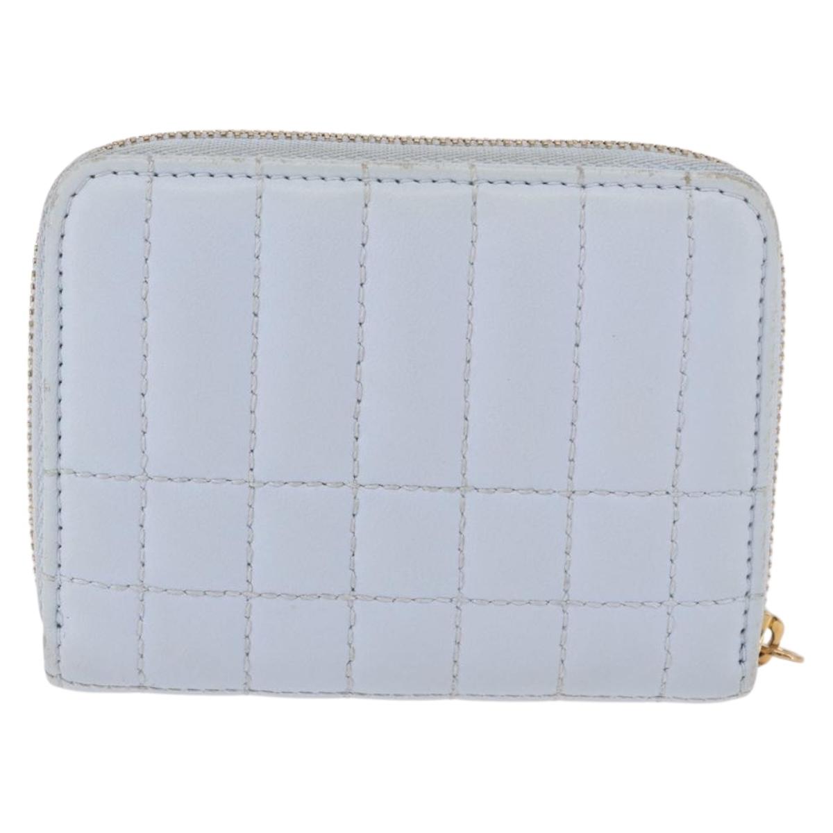 BURBERRY Coin Purse Leather Light Blue Gold Auth ka4962V