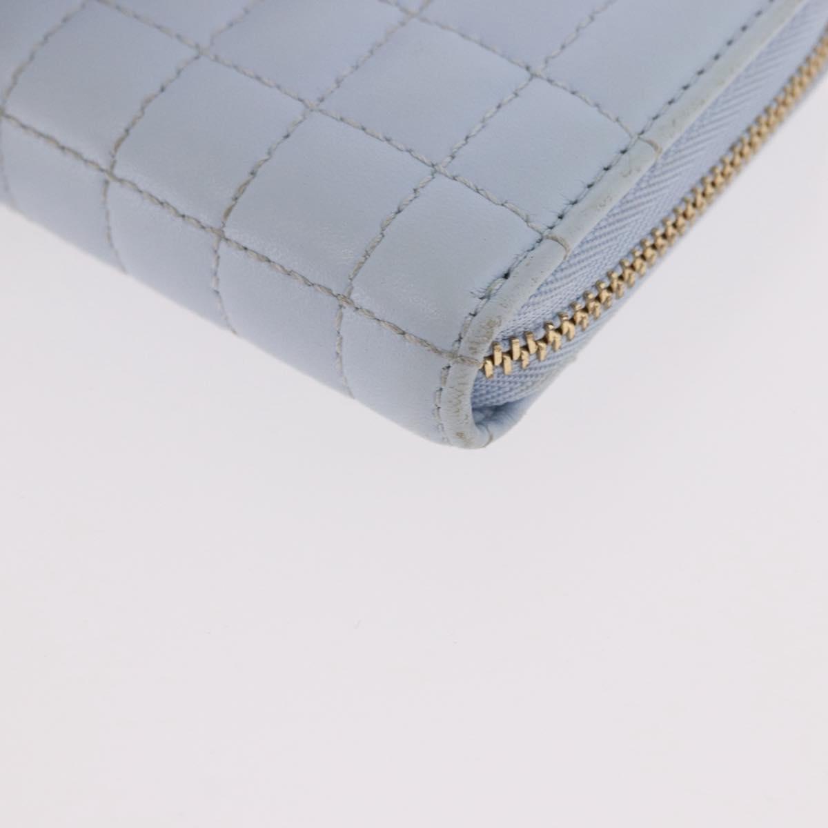 BURBERRY Coin Purse Leather Light Blue Gold Auth ka4962V